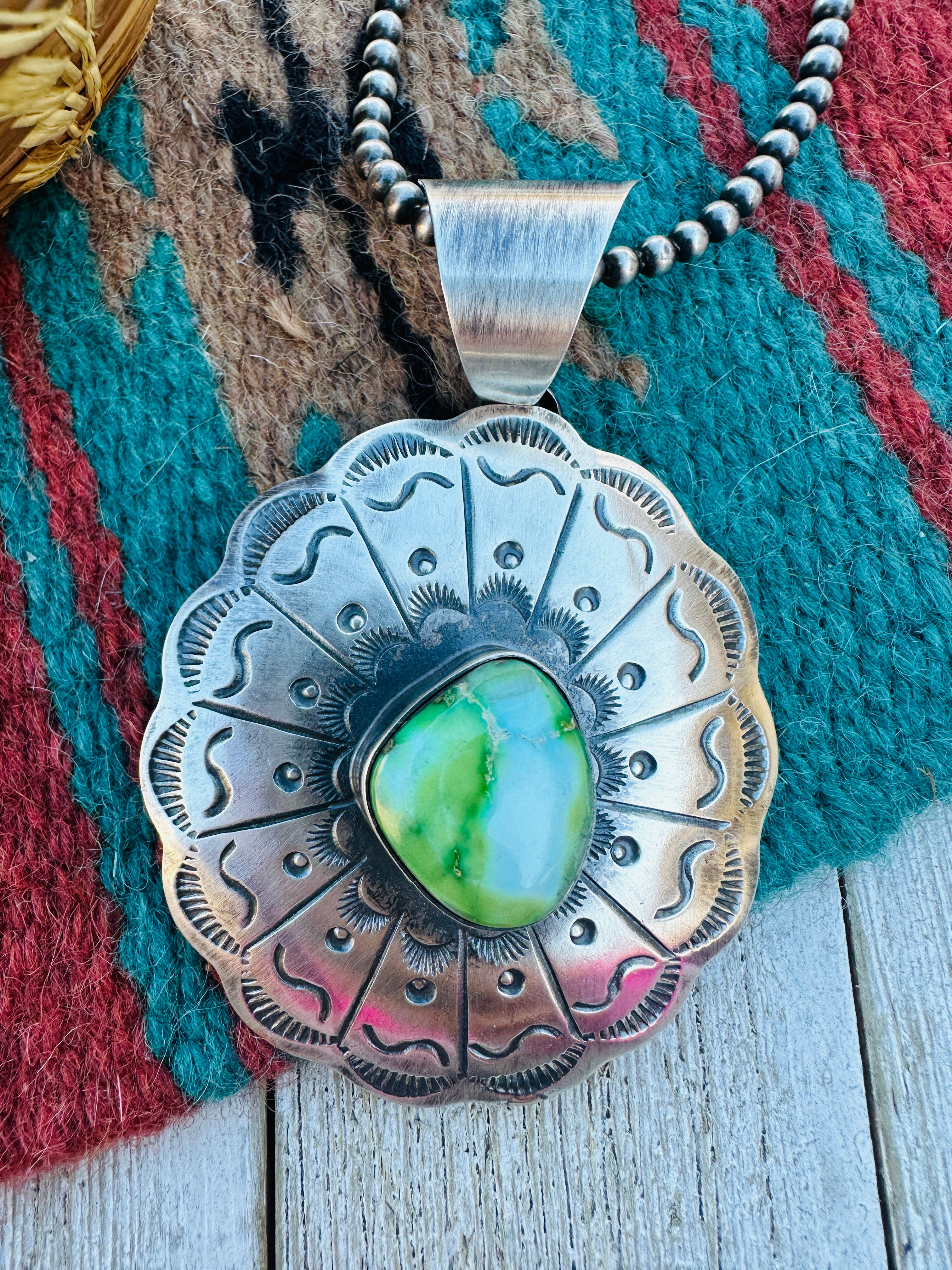 Handcrafted Sterling Silver & Sonoran Mountain Turquoise Pendant by Chimney Butte