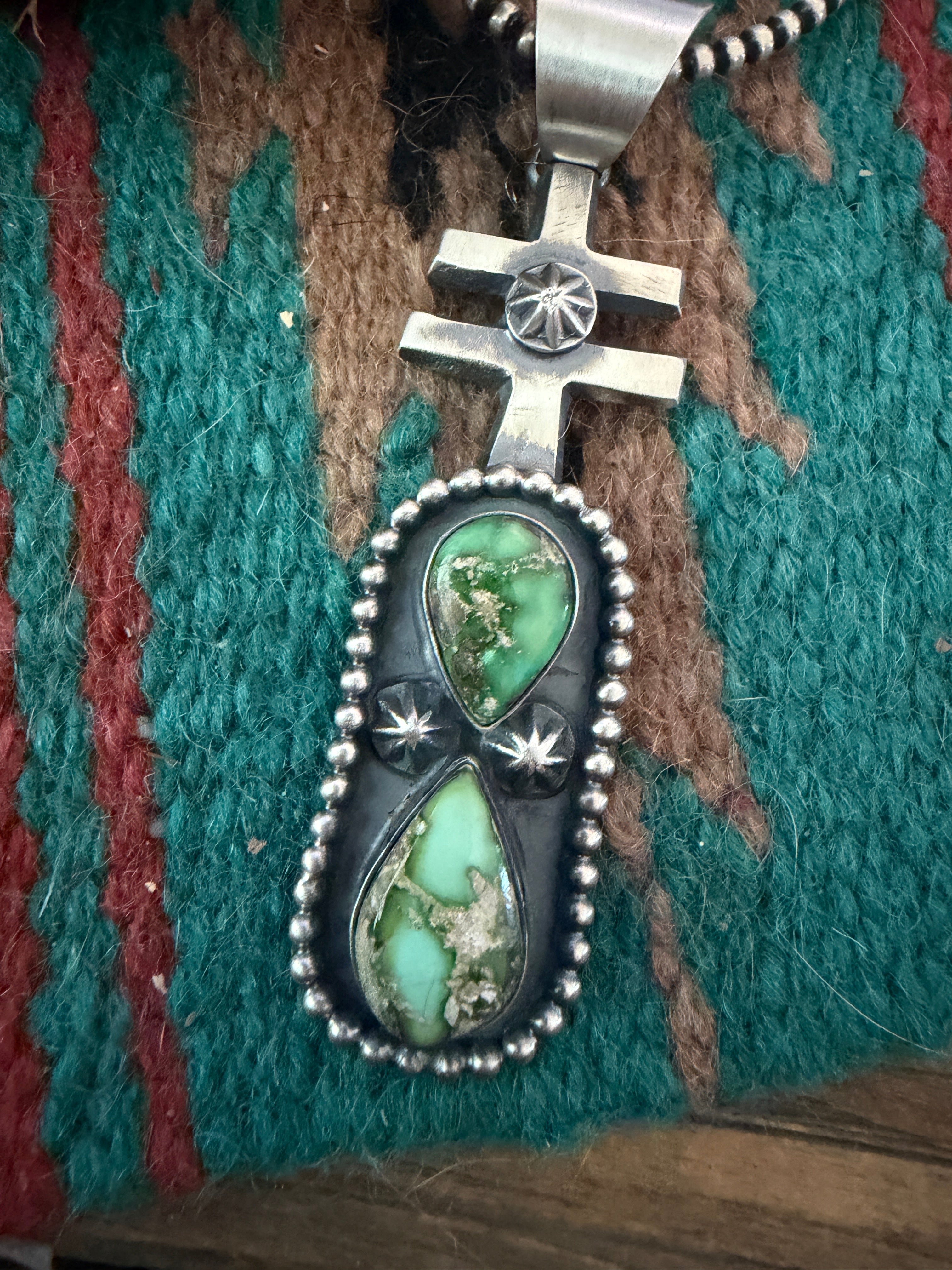 Handcrafted Sterling Silver & Sonoran Gold Turquoise Pendant by Chimney Butte