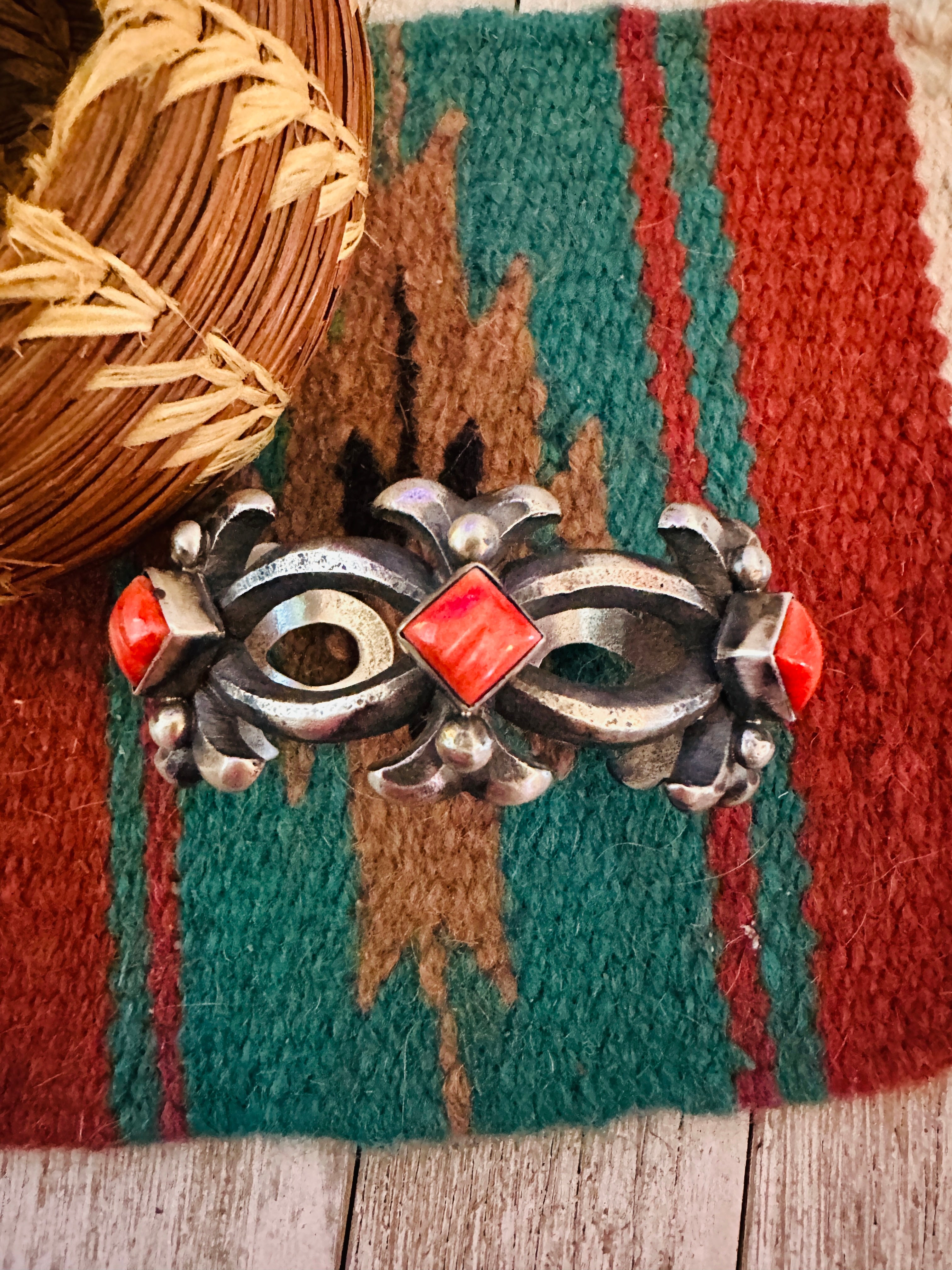 Handcrafted Spiny Oyster & Sterling Silver Cuff Bracelet by Chimney Butte