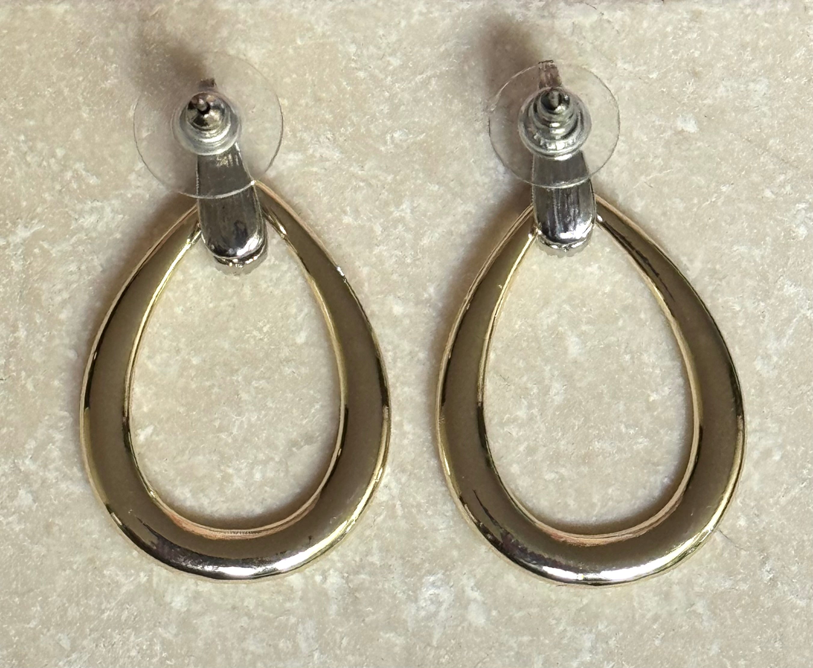 Silver & 14k Gold Plated Two Tone CZ Hoop Earrings