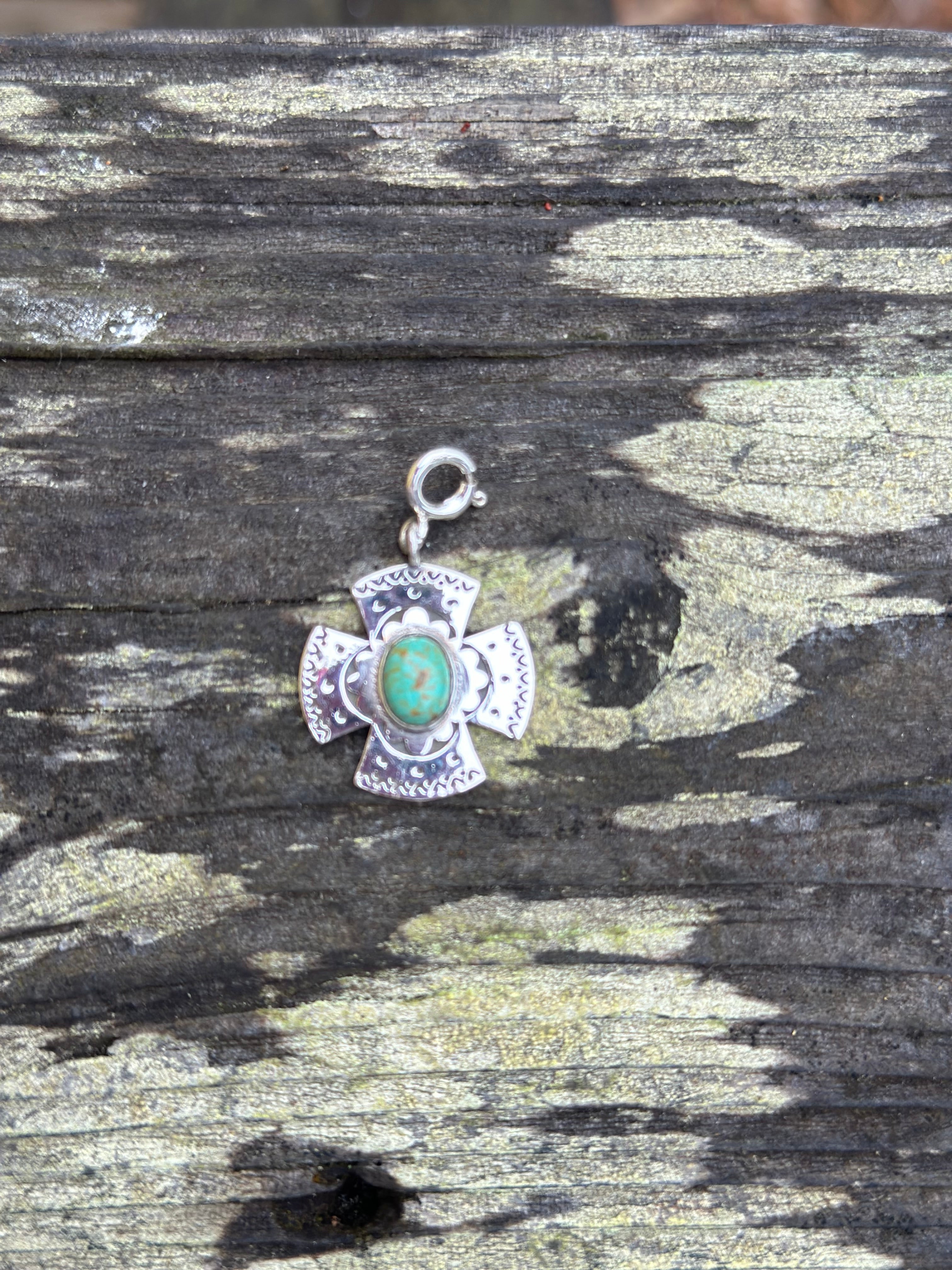 Sterling Silver and Turquoise Cross Charm