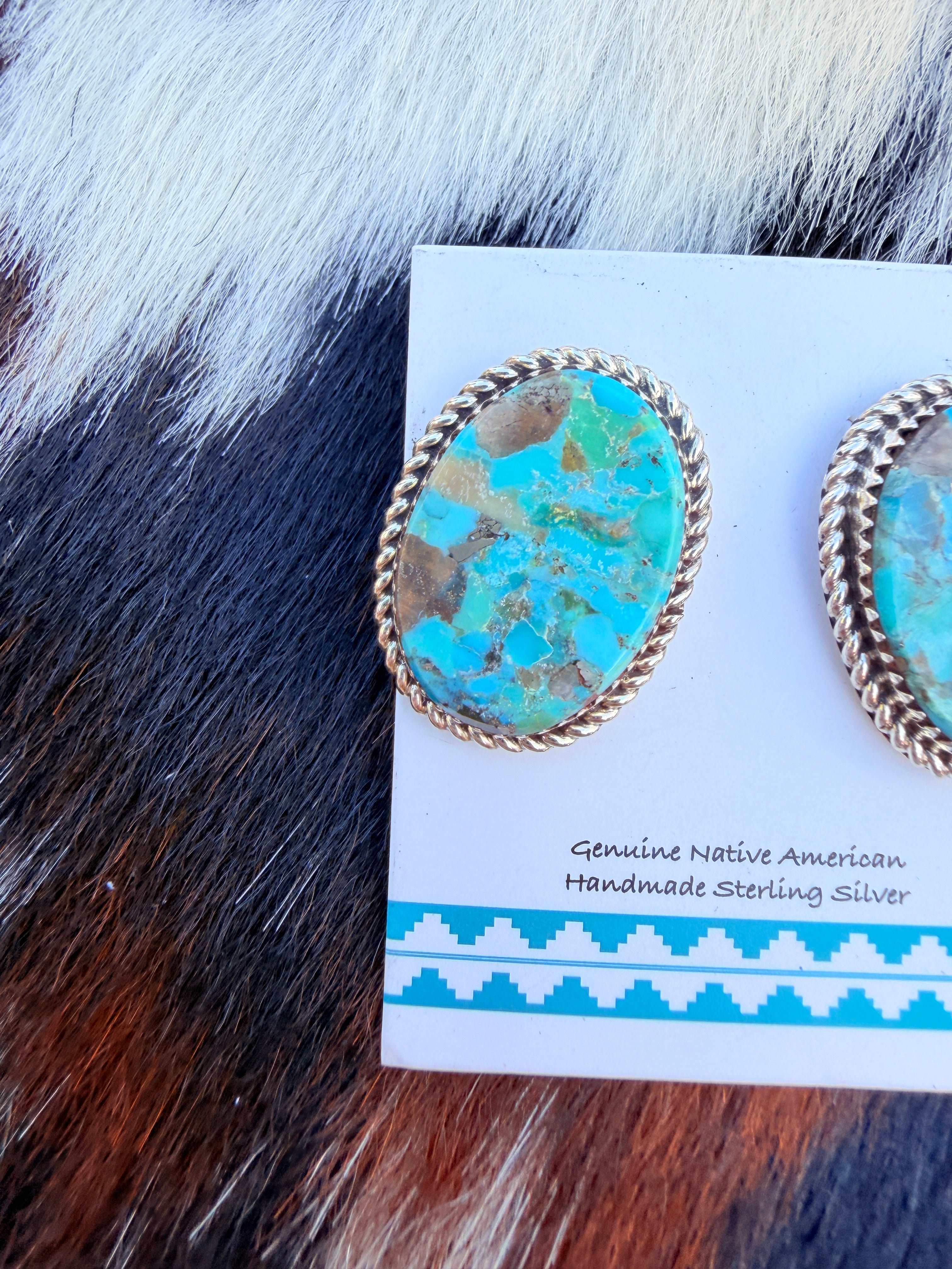 Handcrafted Turquoise & Sterling Silver Post Earrings