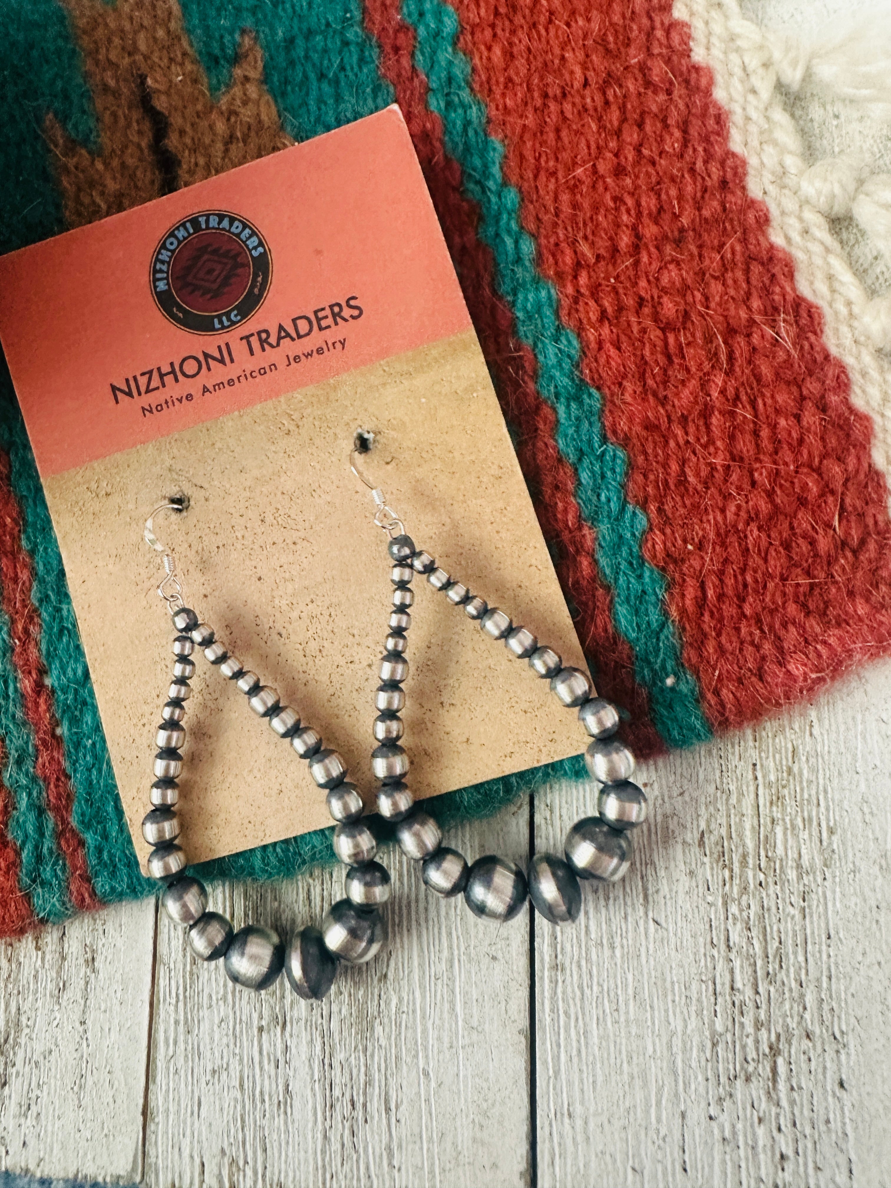 Handcrafted Sterling Silver Beaded Dangle Hoop Earrings