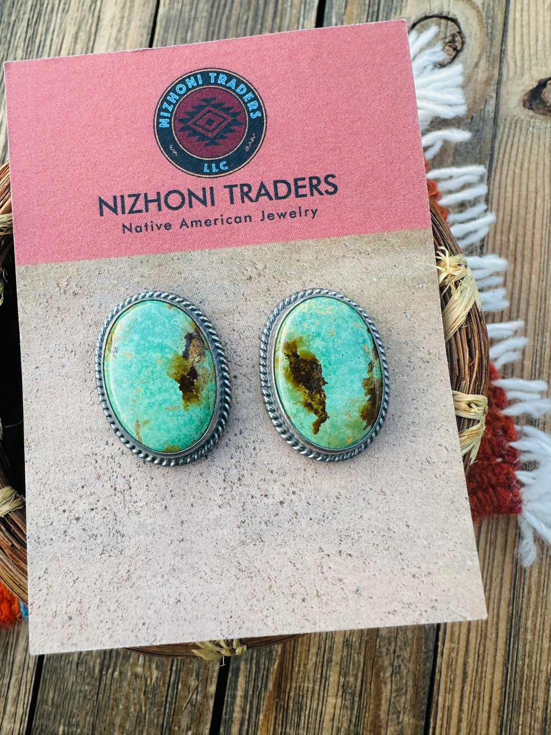 Handcrafted Sterling Silver & Royston Turquoise Post Earrings