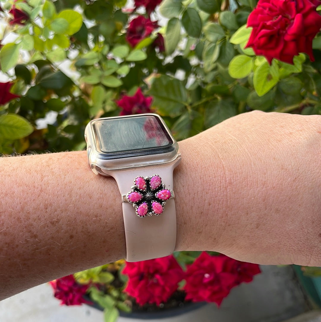 Nizhoni Pink Fire Opal & Sterling Silver Handmade Watch Charms