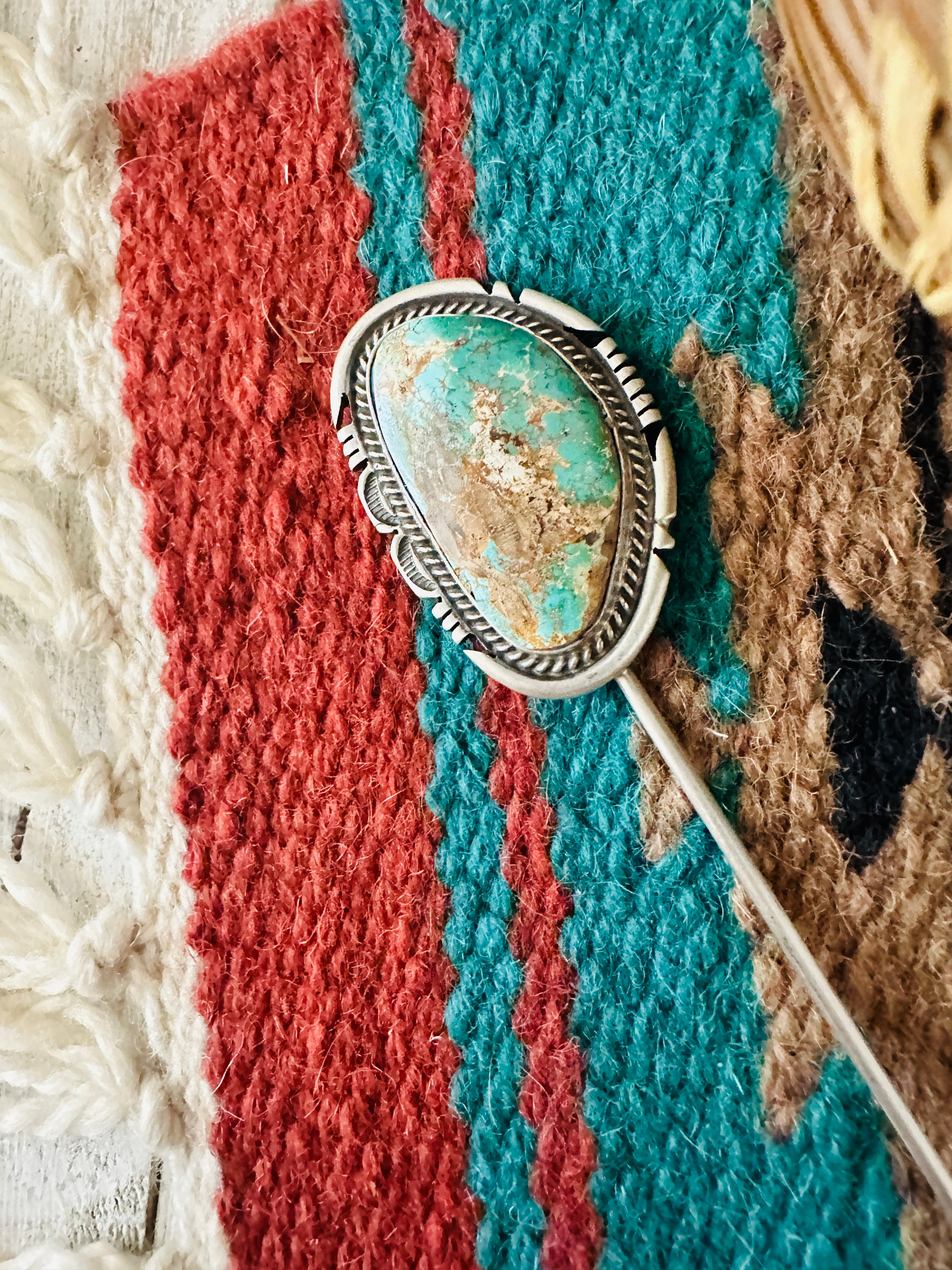 Navajo Turquoise & Sterling Silver Hair Pin