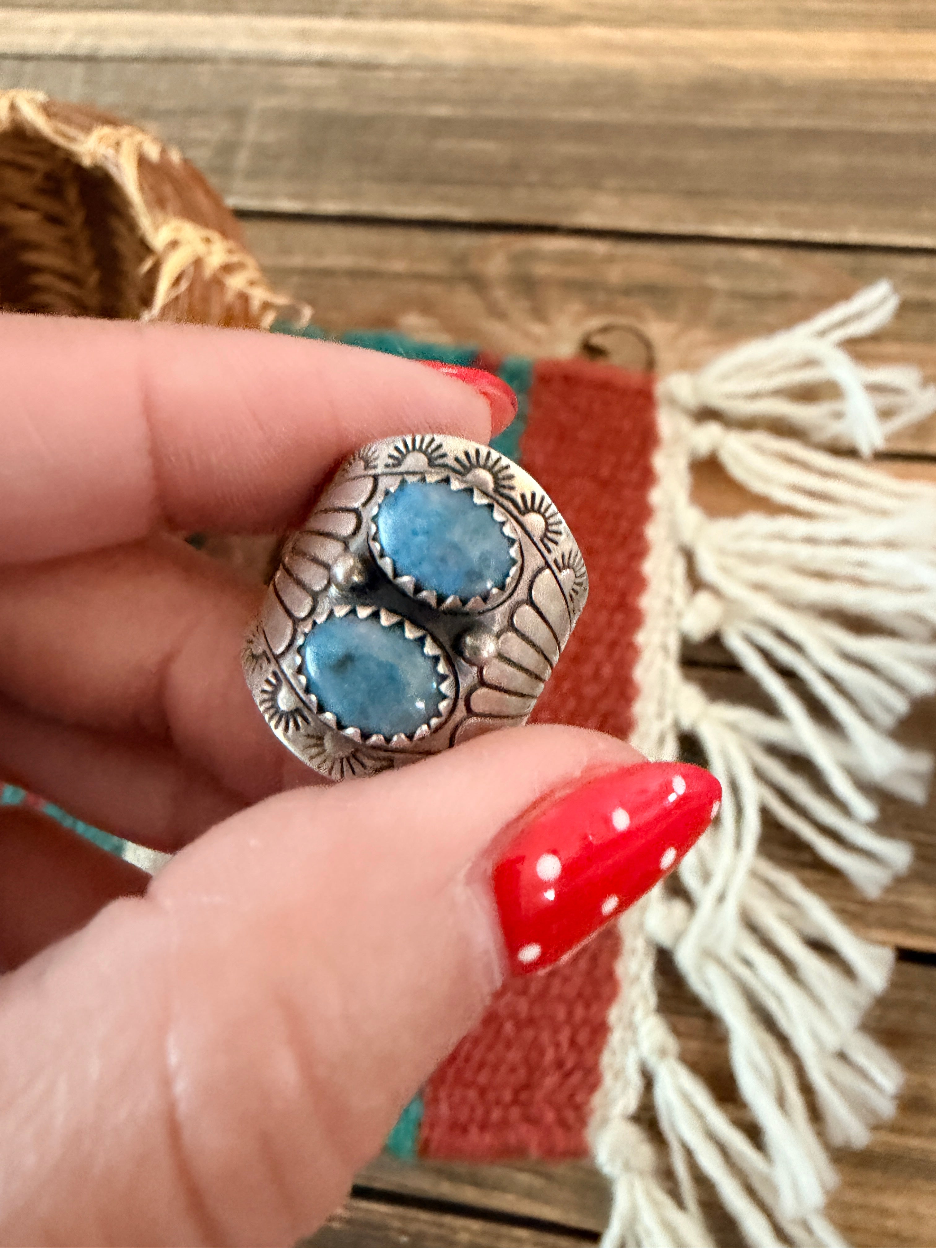 Old Pawn Handcrafted Denim Lapis & Sterling Silver Ring Size 5.75