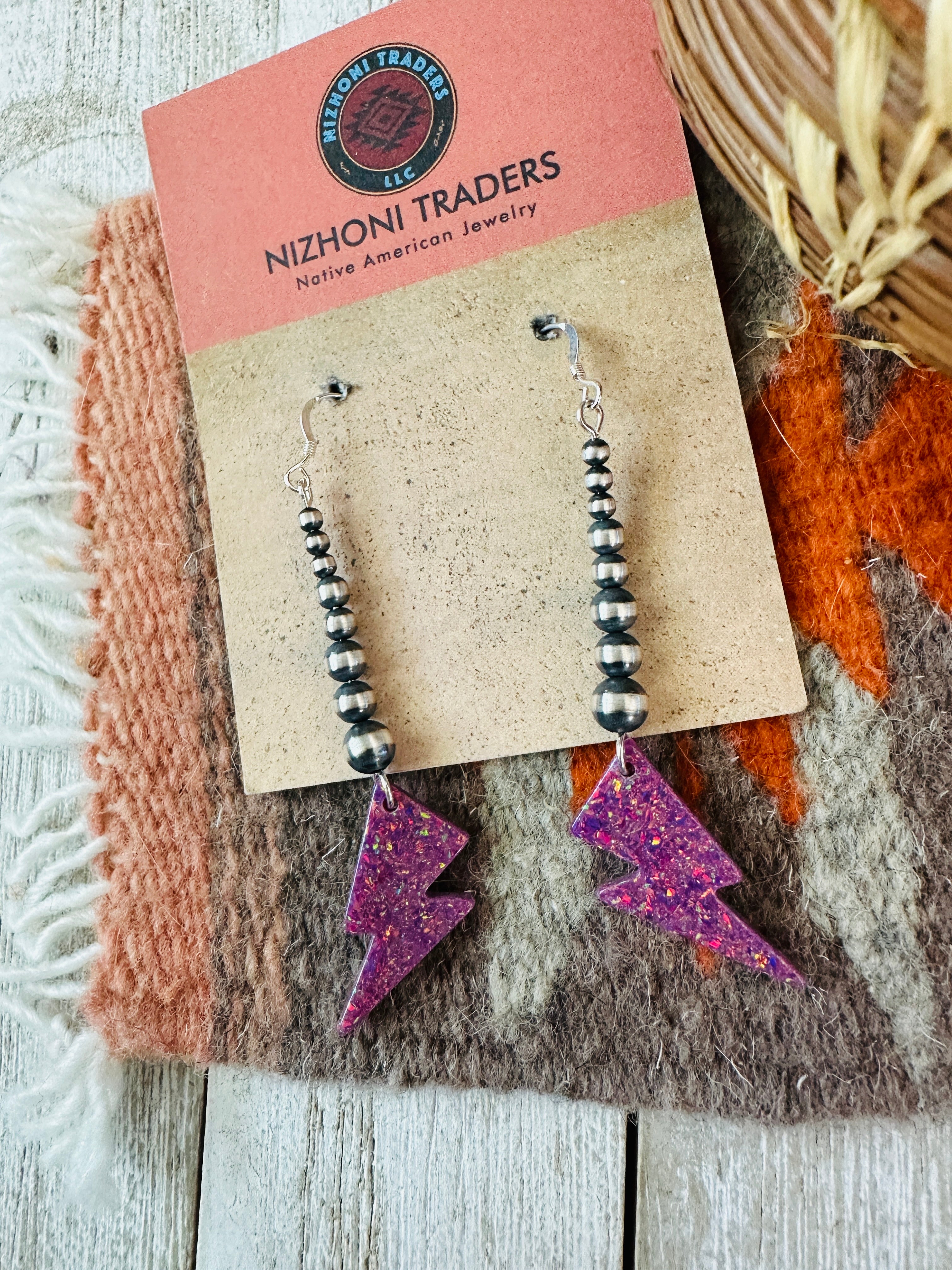 Summer Lovin’ Sterling Silver Pearl Beaded Fire Opal Lightning Bolt Dangle Earrings