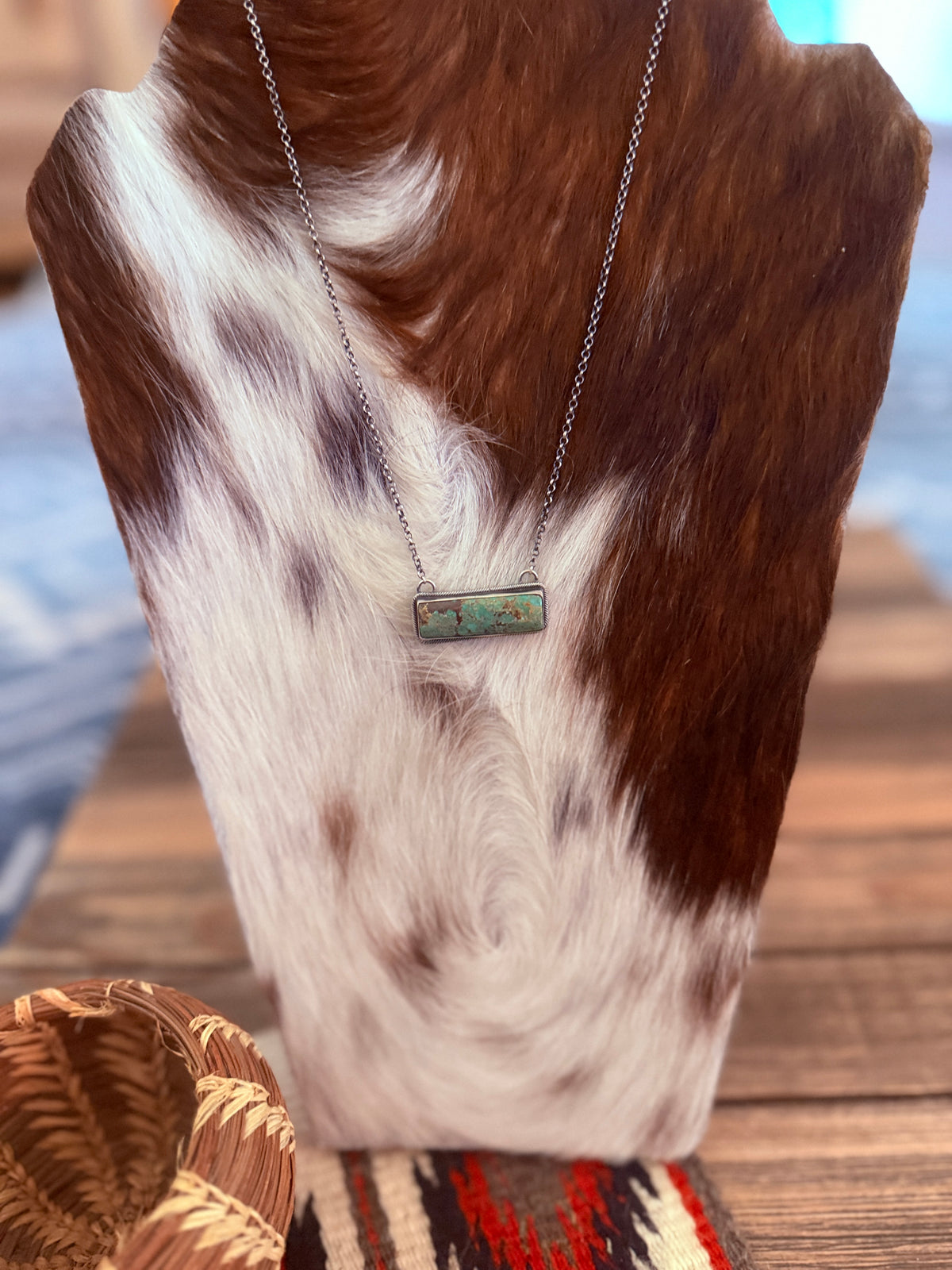 Handcrafted Turquoise & Sterling Silver Bar Necklace