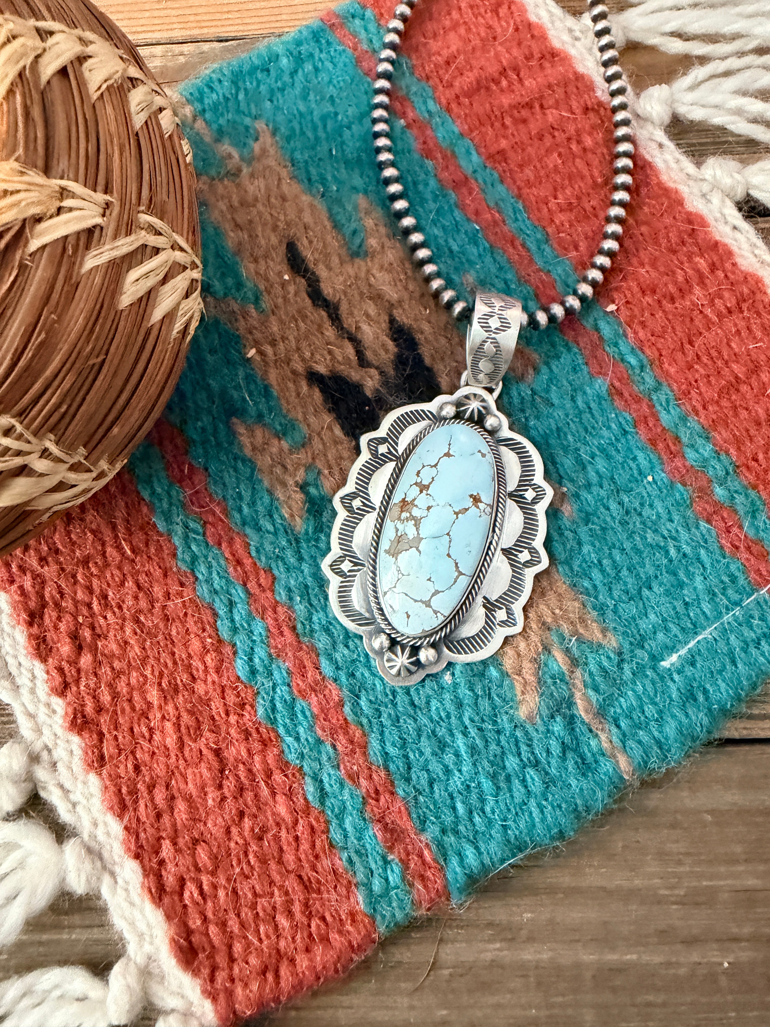 Handcrafted Sterling Silver & Dry Creek Turquoise Pendant by Randy Boyd