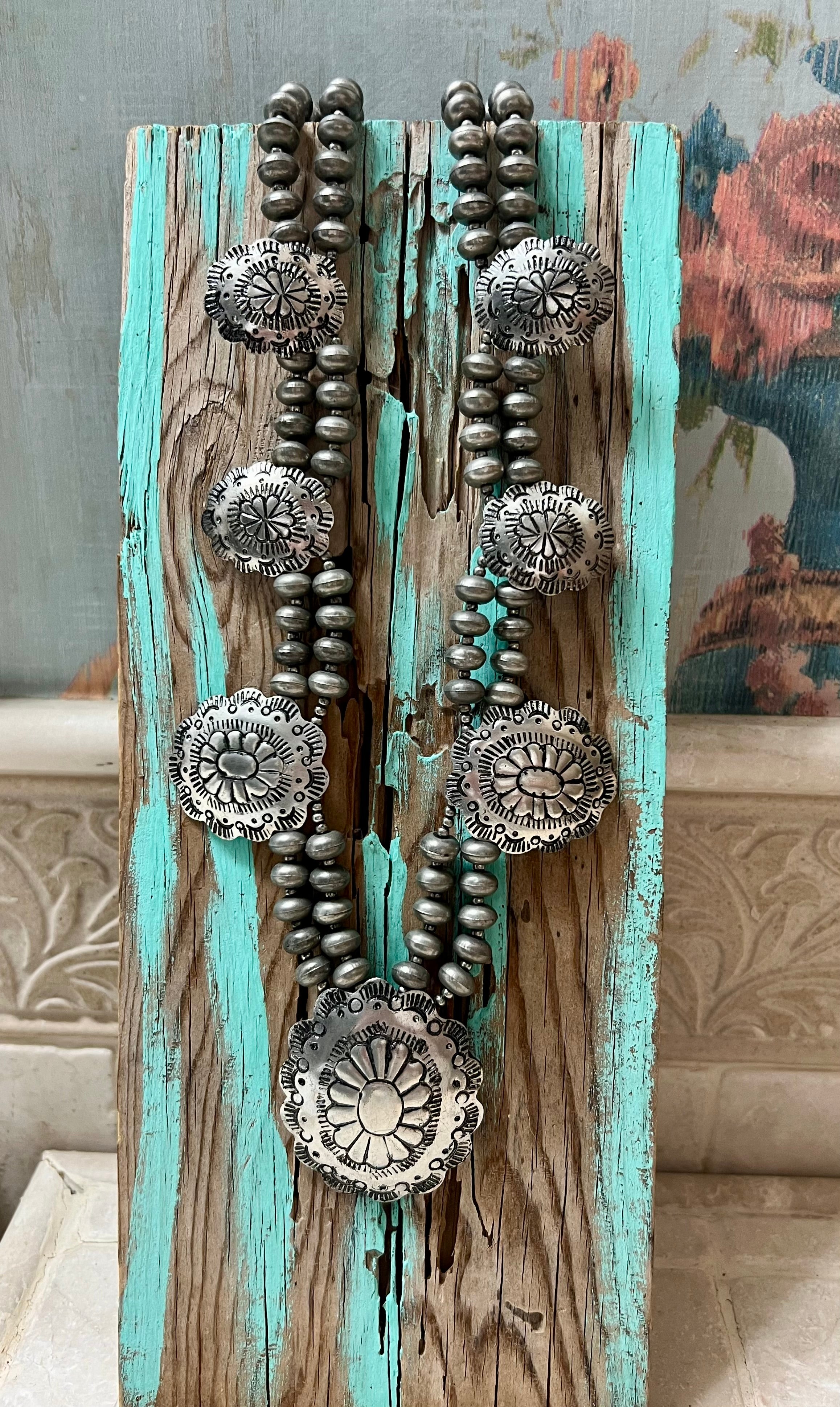 Silver-Plated Brass Concho Necklace