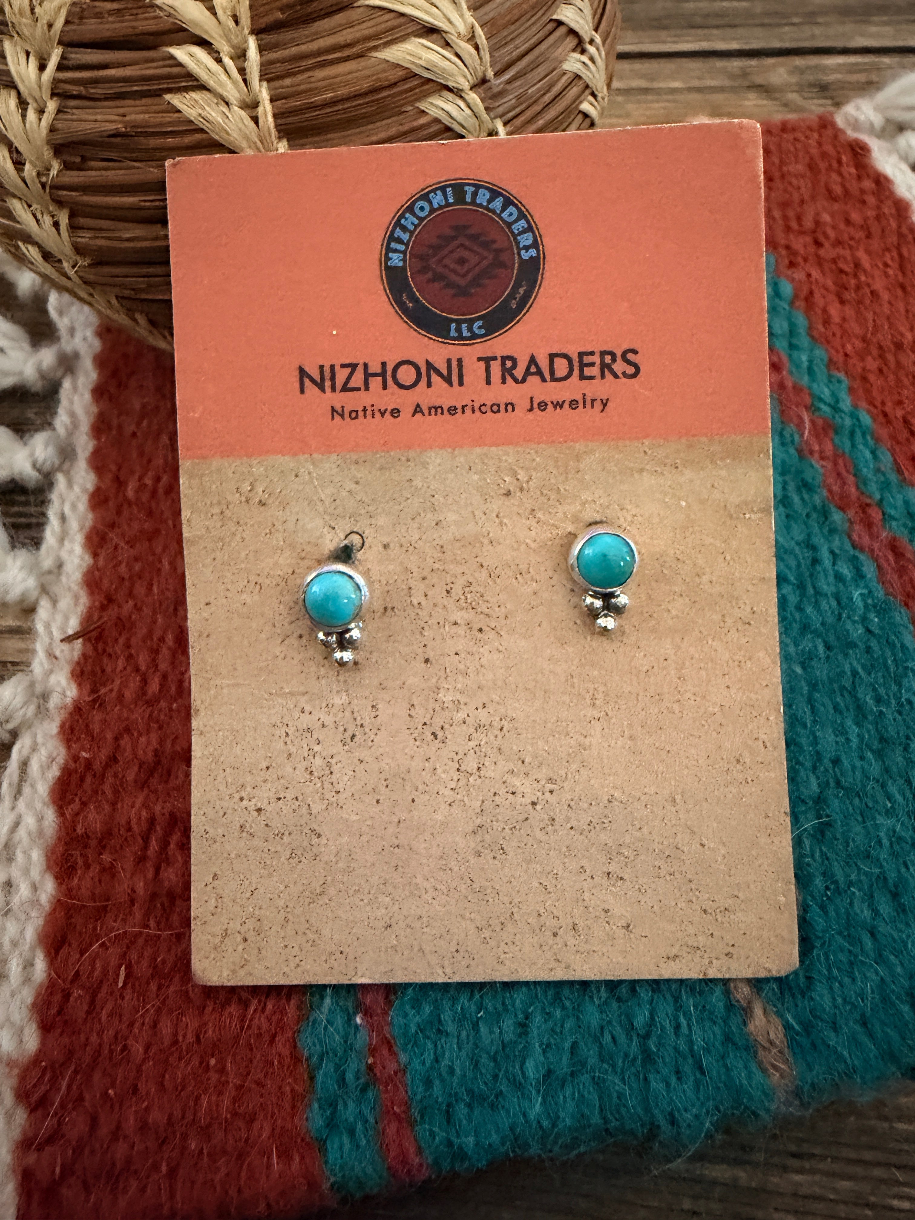 Handcrafted Turquoise & Sterling Silver Stud Earrings