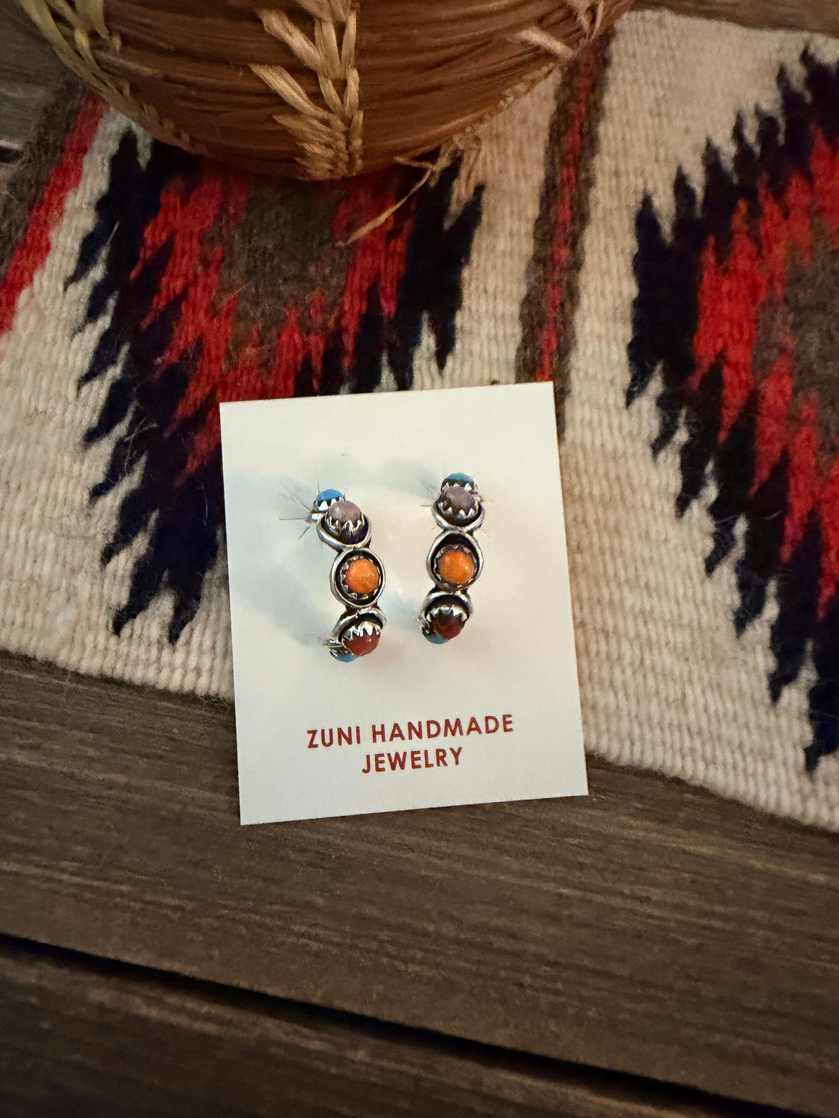 Handcrafted Sterling Silver & Multi Stone Hoop Earrings