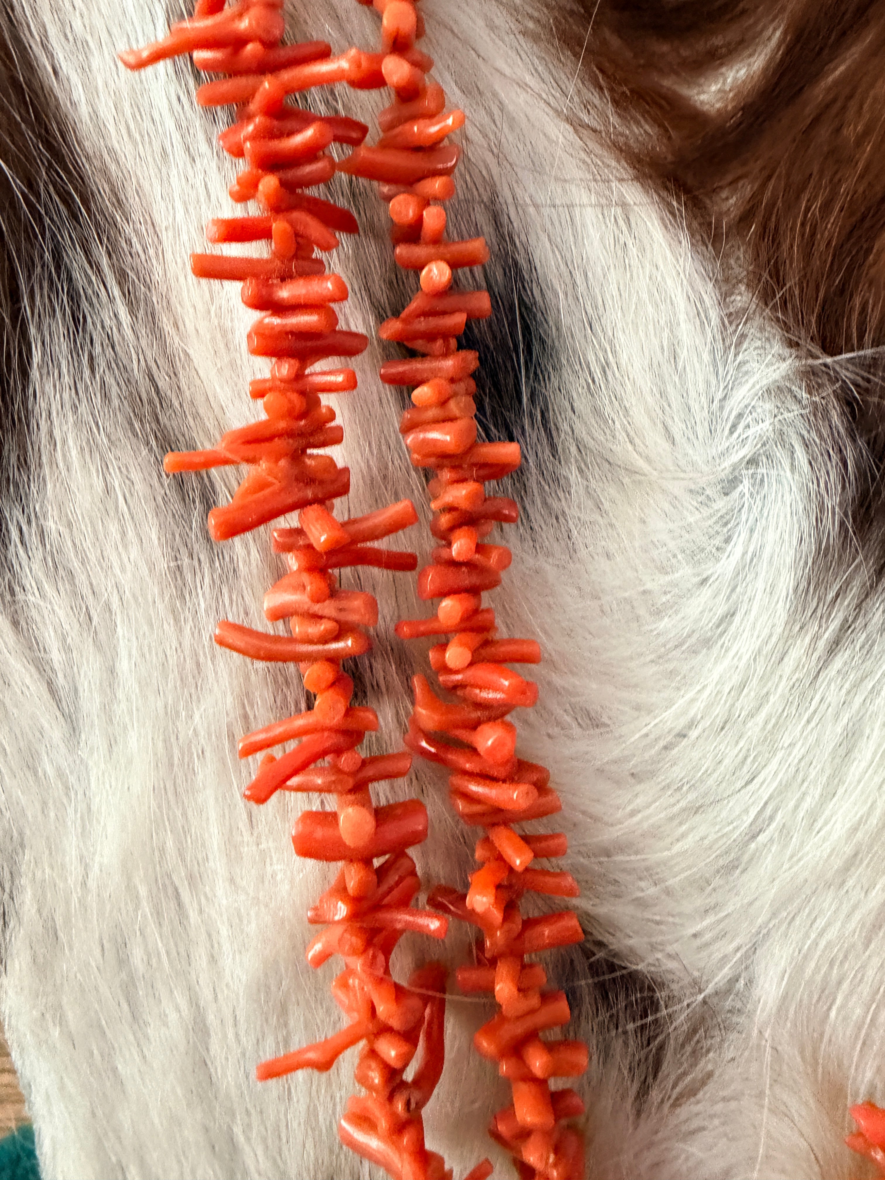 Old Pawn Handmade Red Branch Coral Beaded Necklace