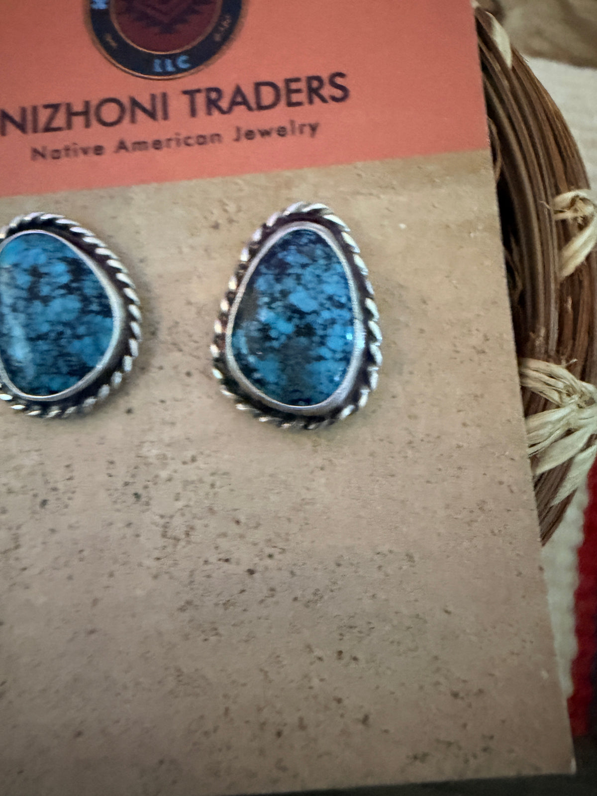 Handcrafted Turquoise & Sterling Silver Post Earrings