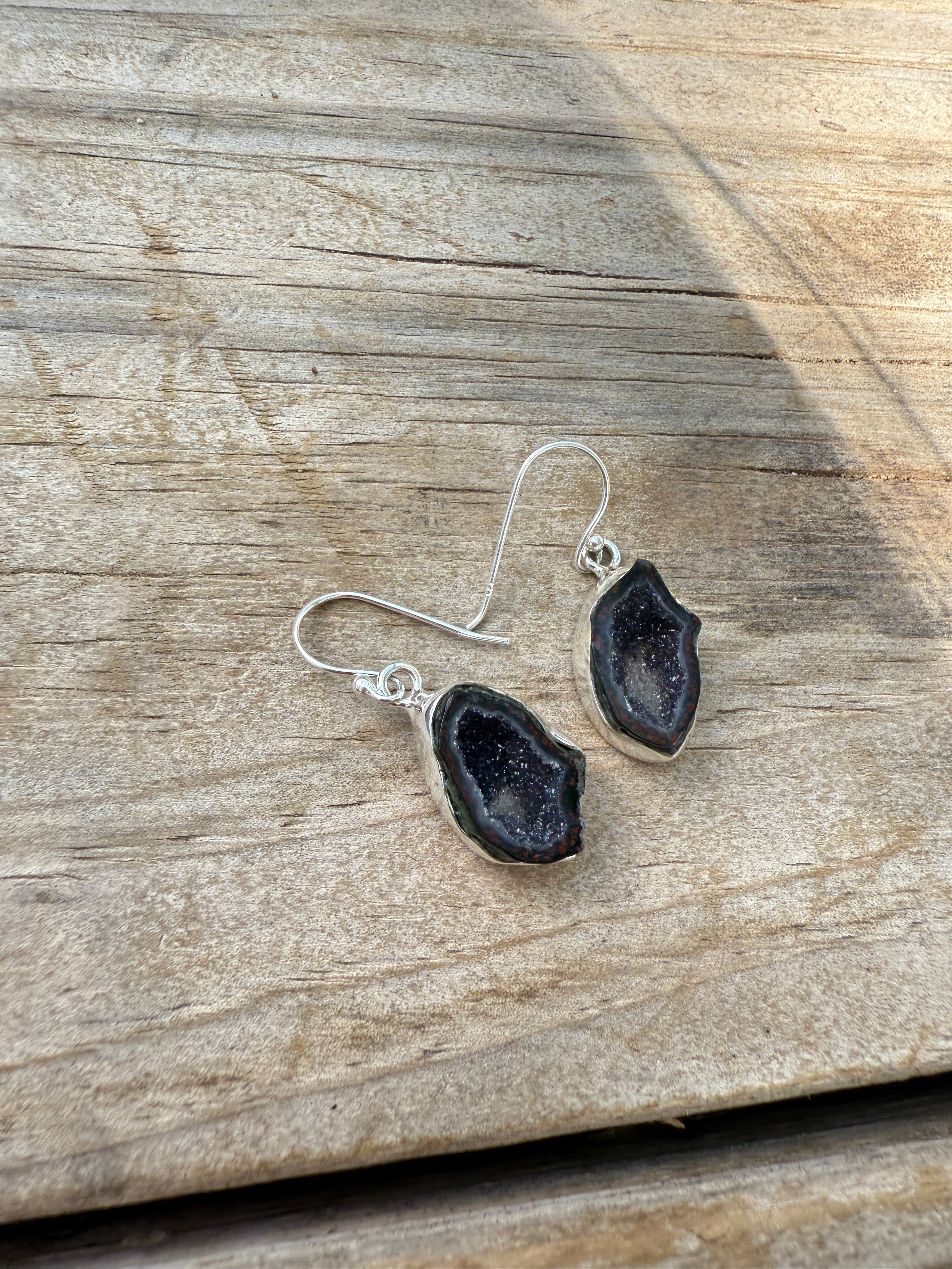 Handmade Sterling Silver & Druzy Dangle Earrings