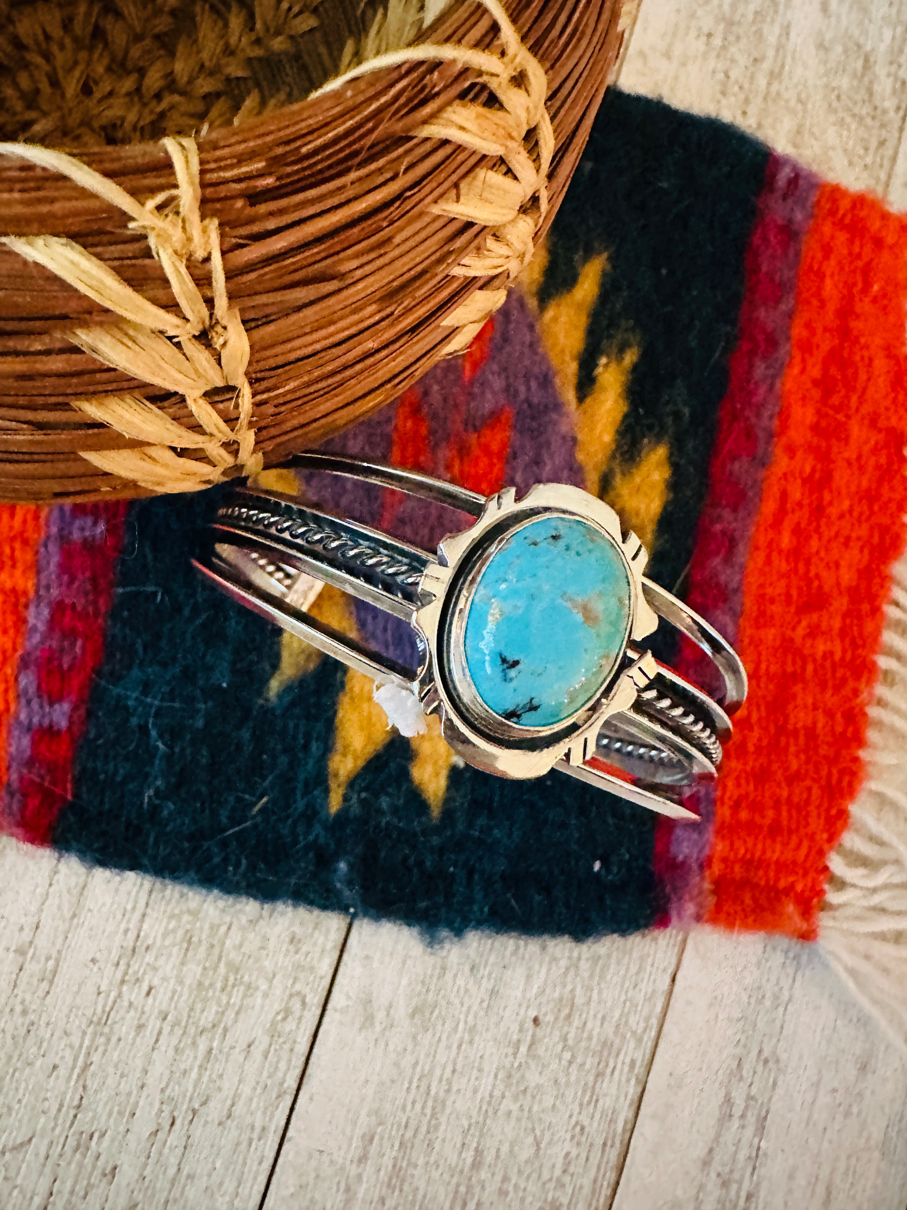 Navajo Sterling Silver & Turquoise Cuff Bracelet