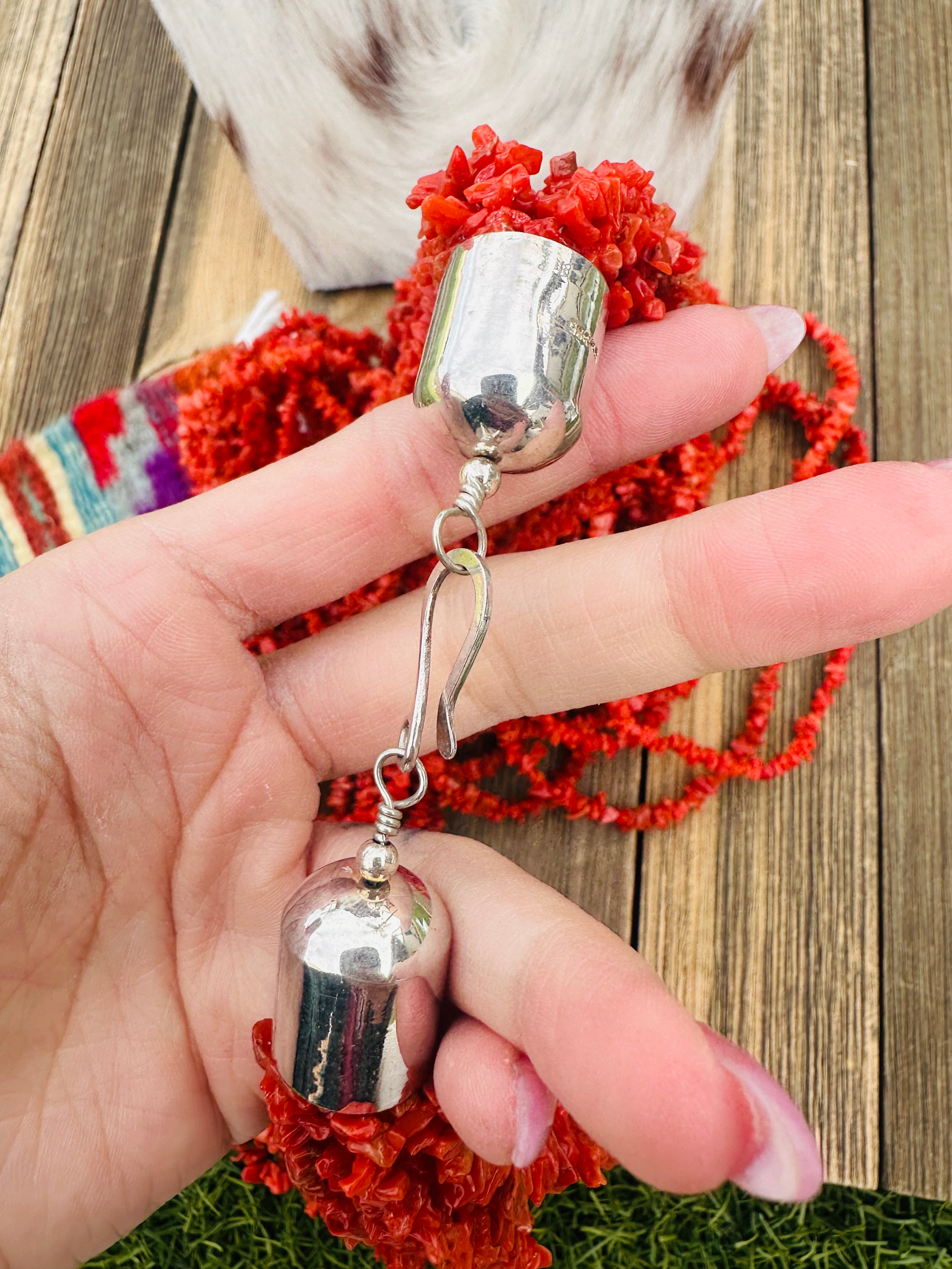 Handcrafted Coral & Sterling Silver 15-Strand Beaded Necklace