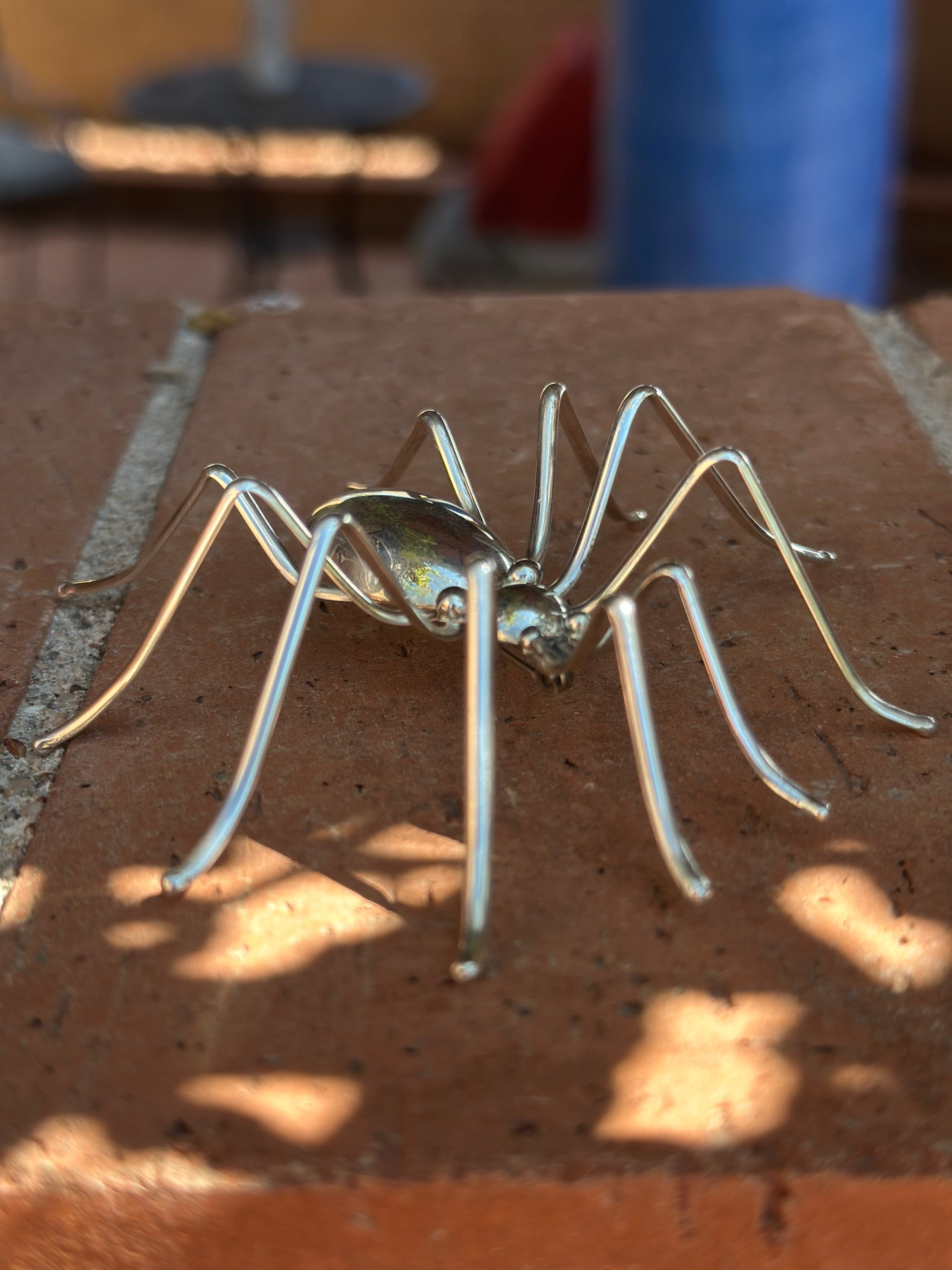 Handcrafted Sterling Silver Spider Brooch