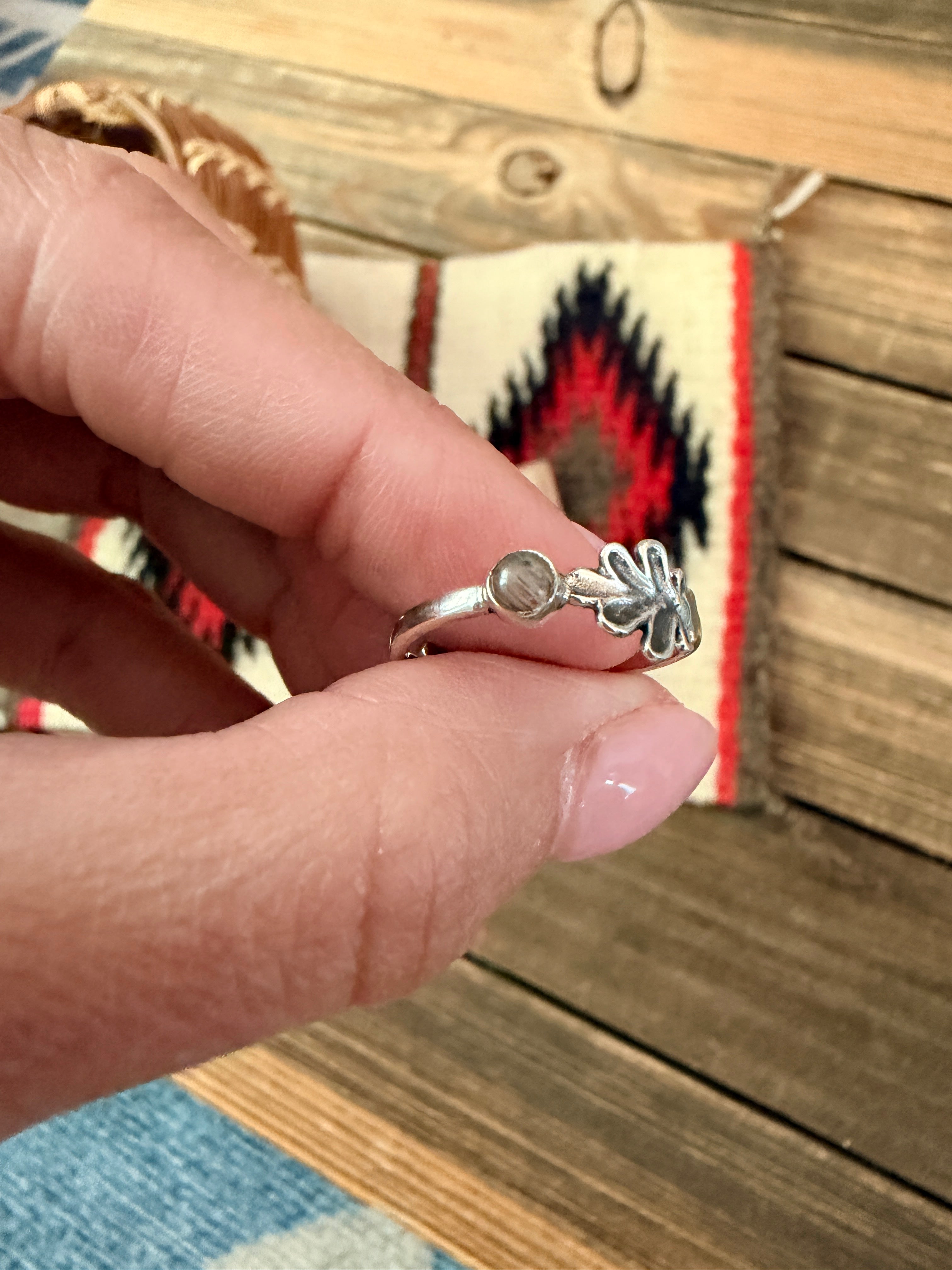 Handmade Sterling Silver & Sunstone Adjustable Ring
