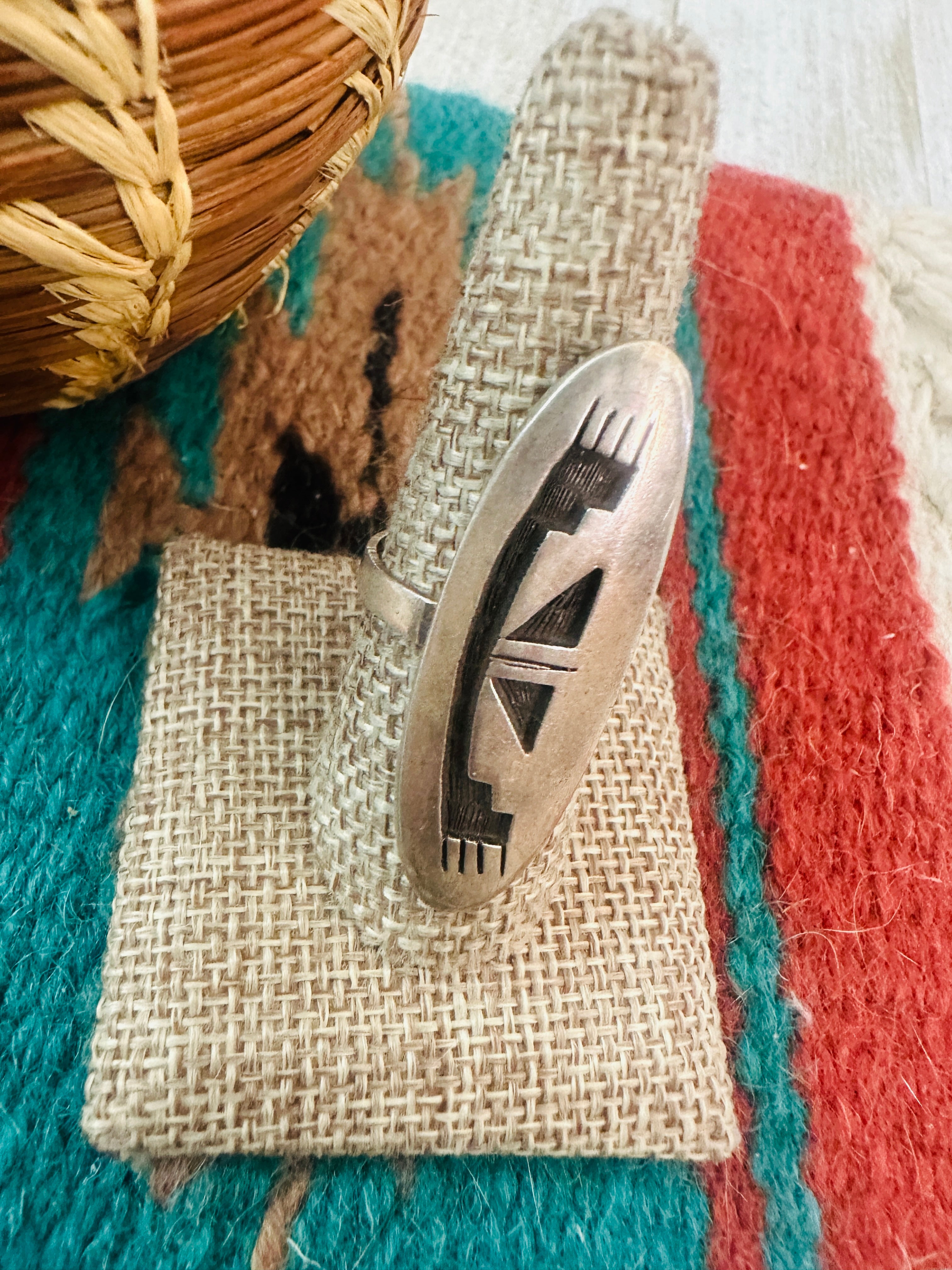 Handcrafted Old Pawn Sterling Silver Overlay  Ring size 9