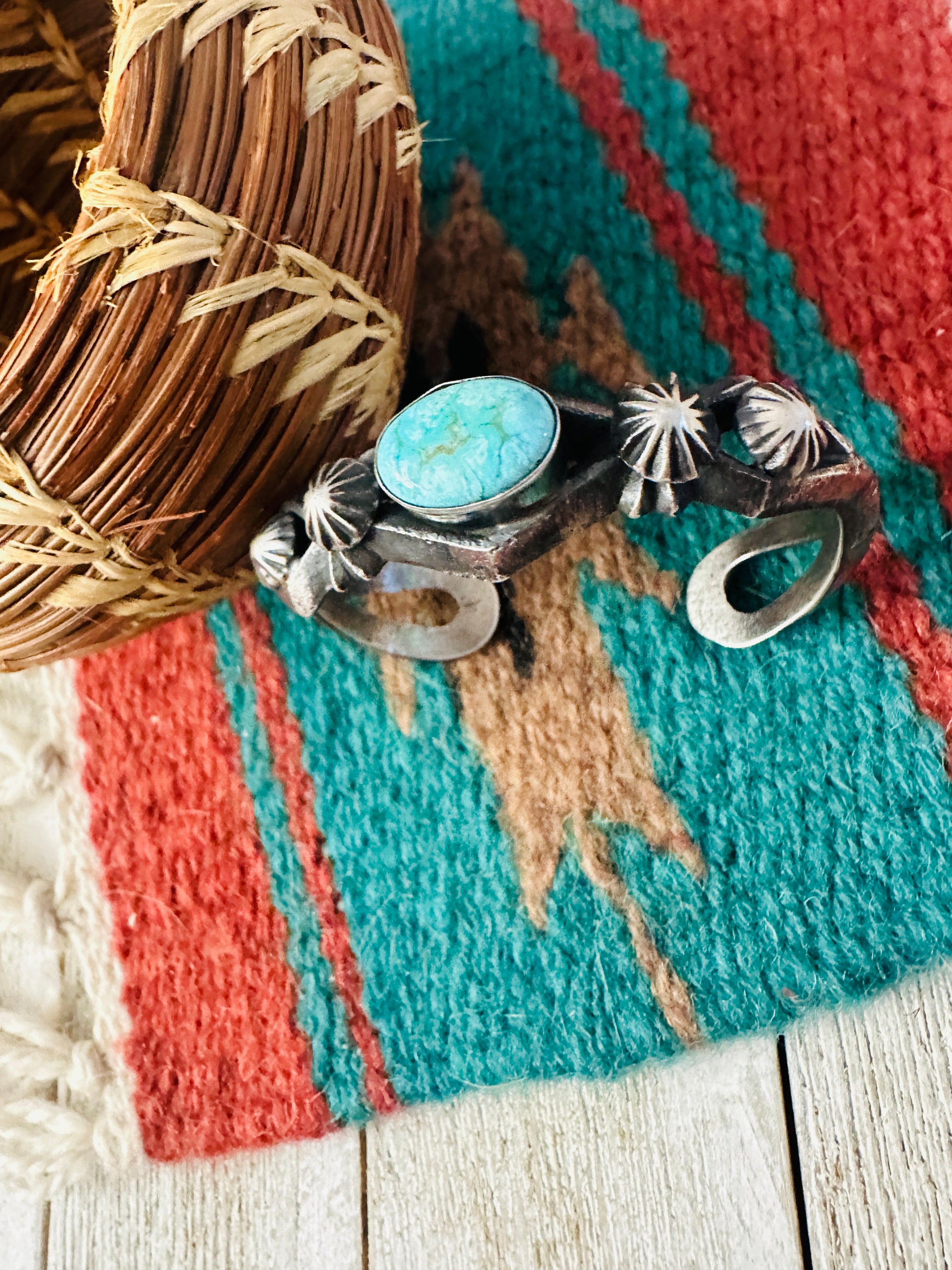 Handcrafted Turquoise & Sterling Silver Cuff Bracelet by Chimney Butte