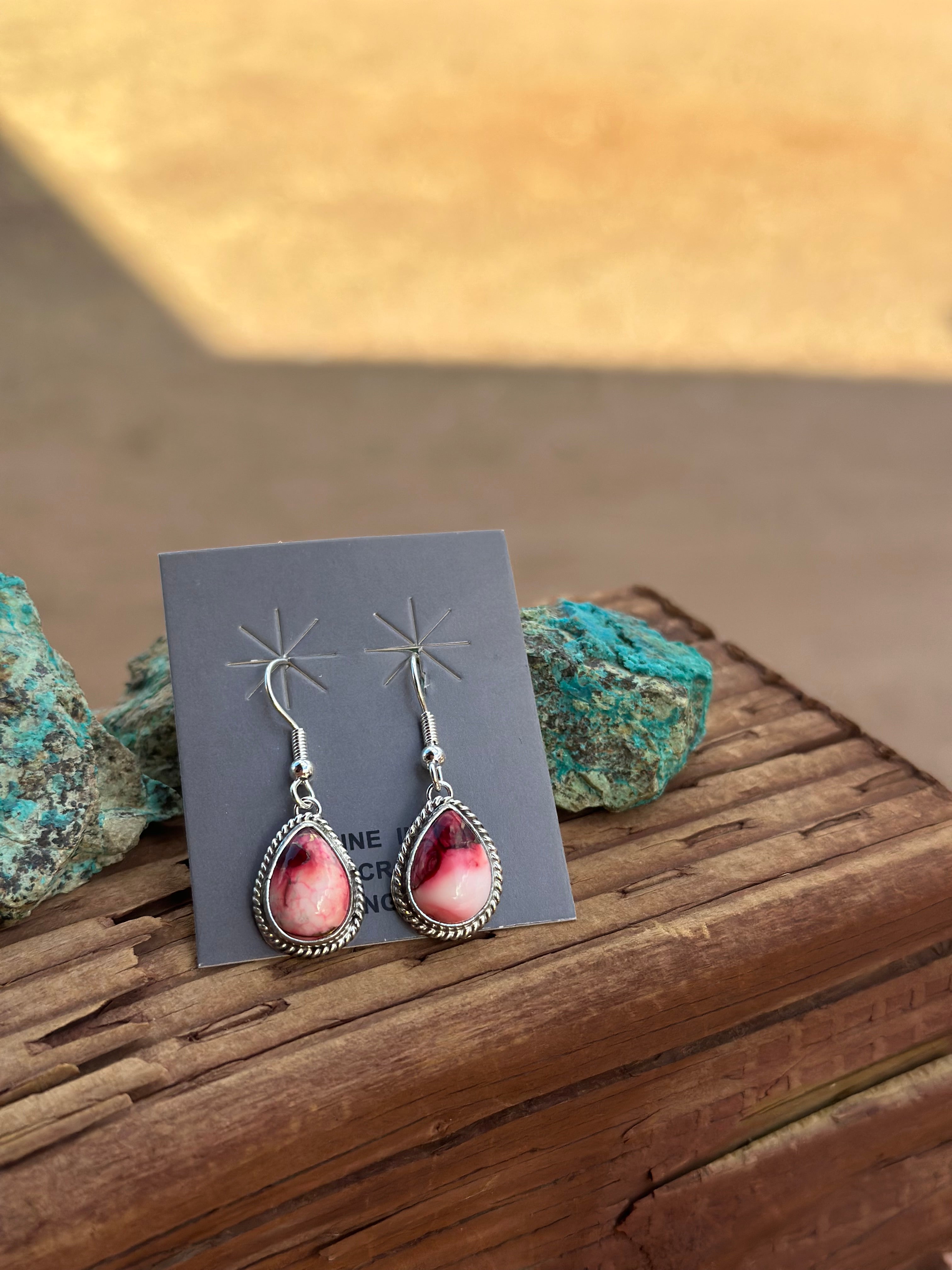 Handcrafted Sterling Silver & Rose Dahlia Dangle Earrings