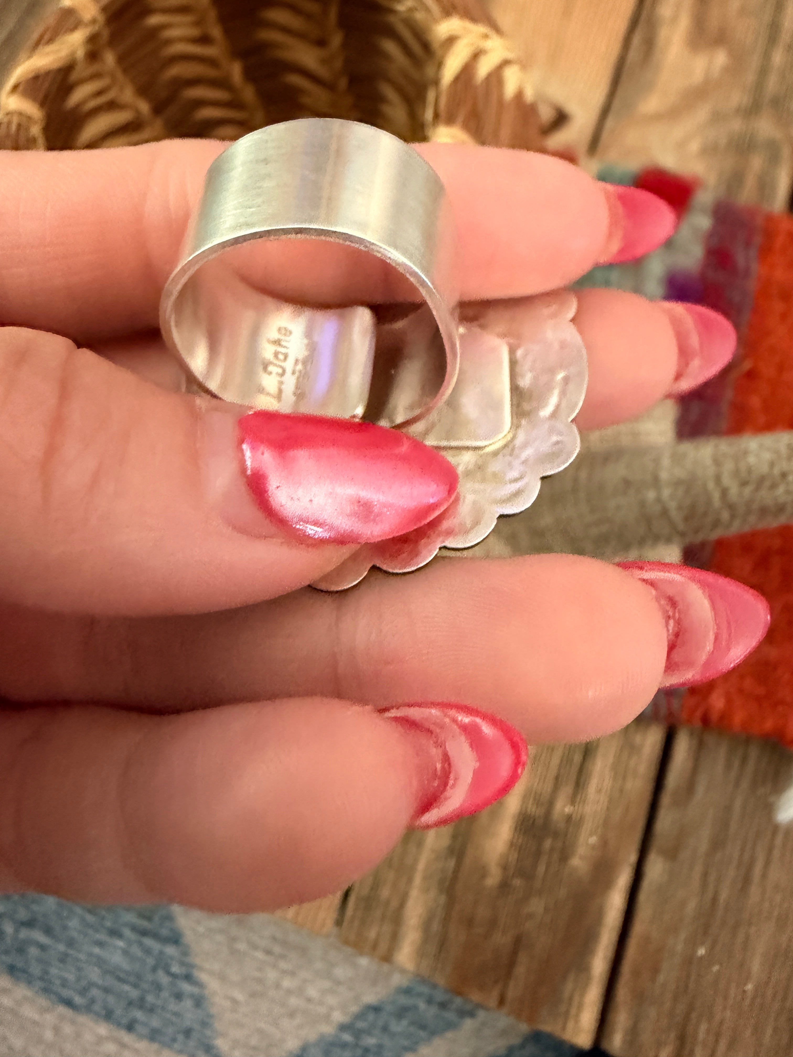 Handcrafted Sterling Silver Adjustable Heart Concho Ring by Leander Tahe