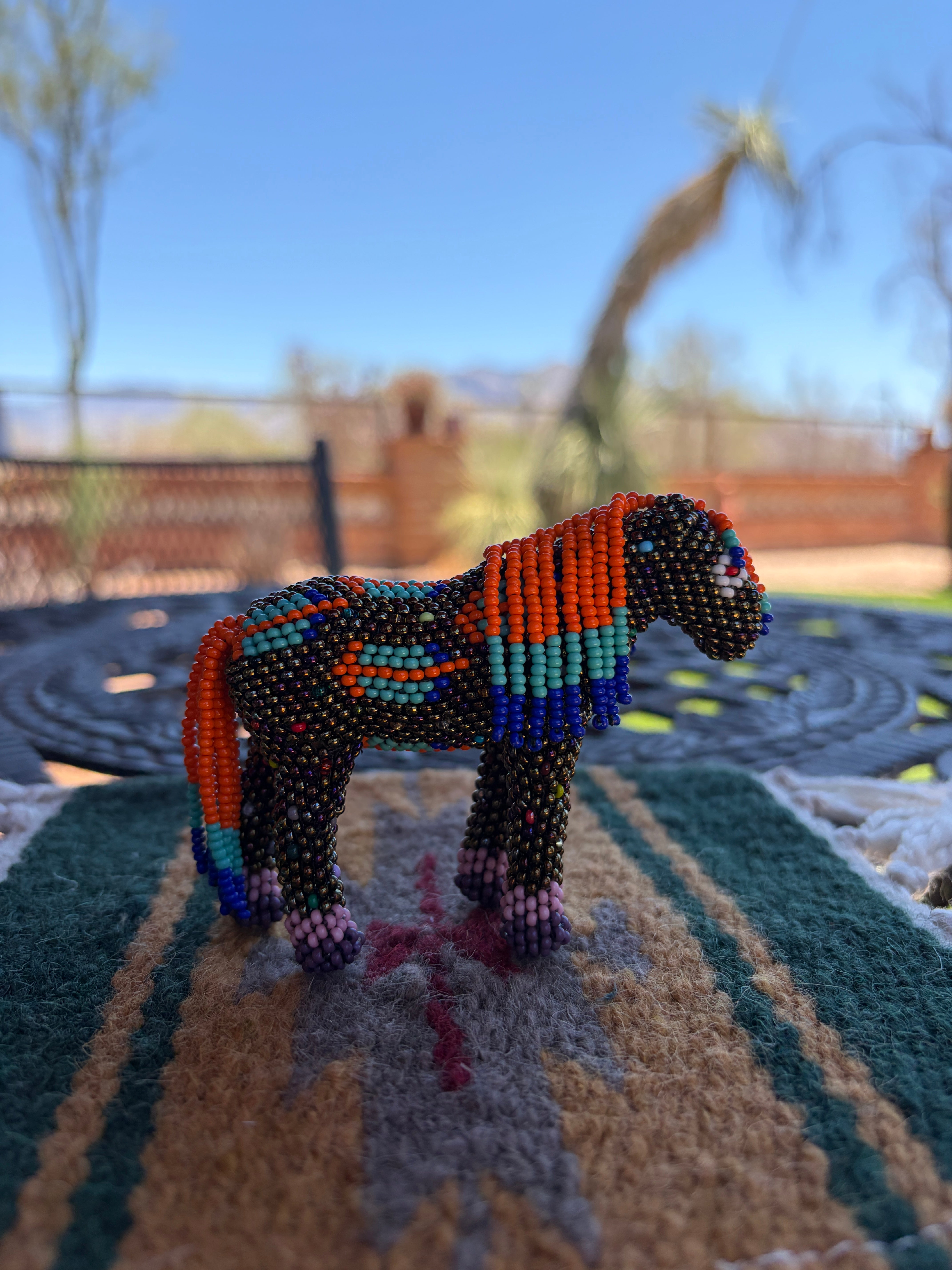 Handmade Peyote Stitched Horse Figurine- Gold 1