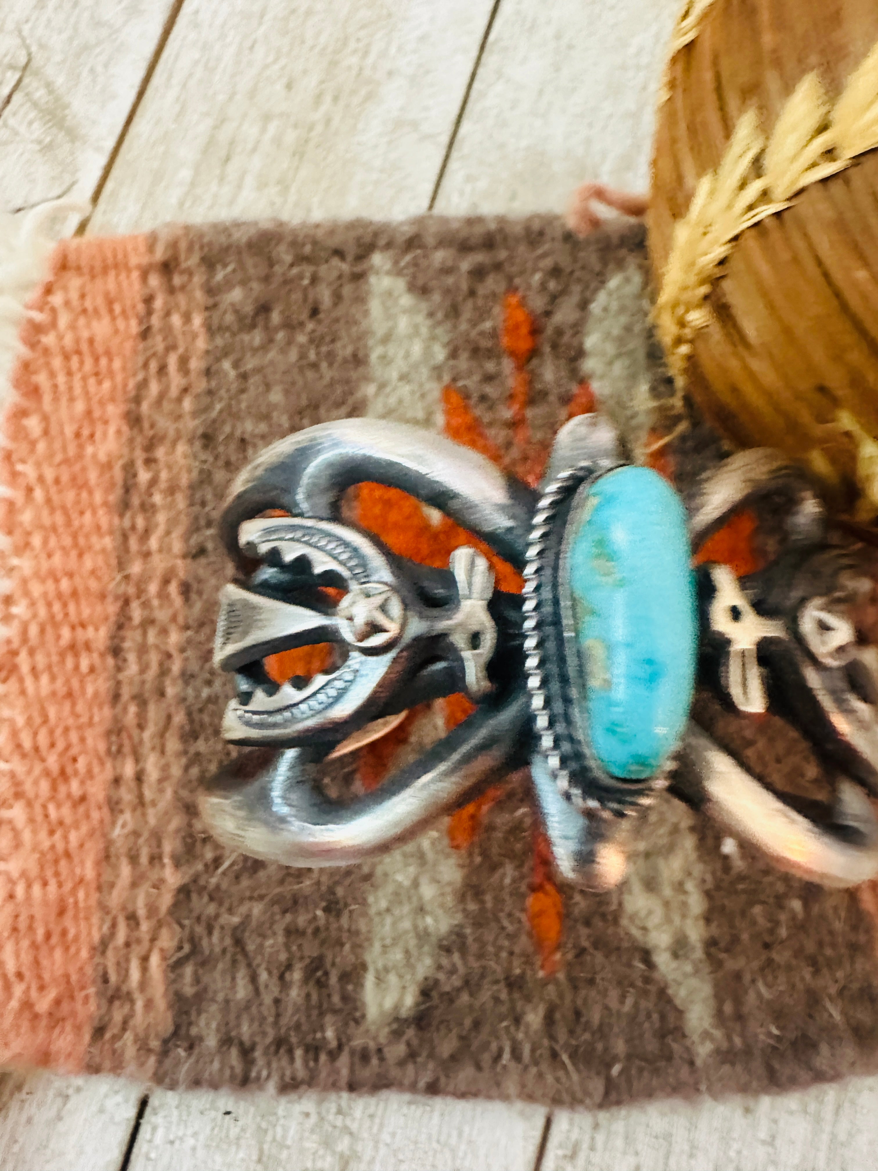 Handcrafted Turquoise & Sterling Silver Cuff Bracelet by Chimney Butte