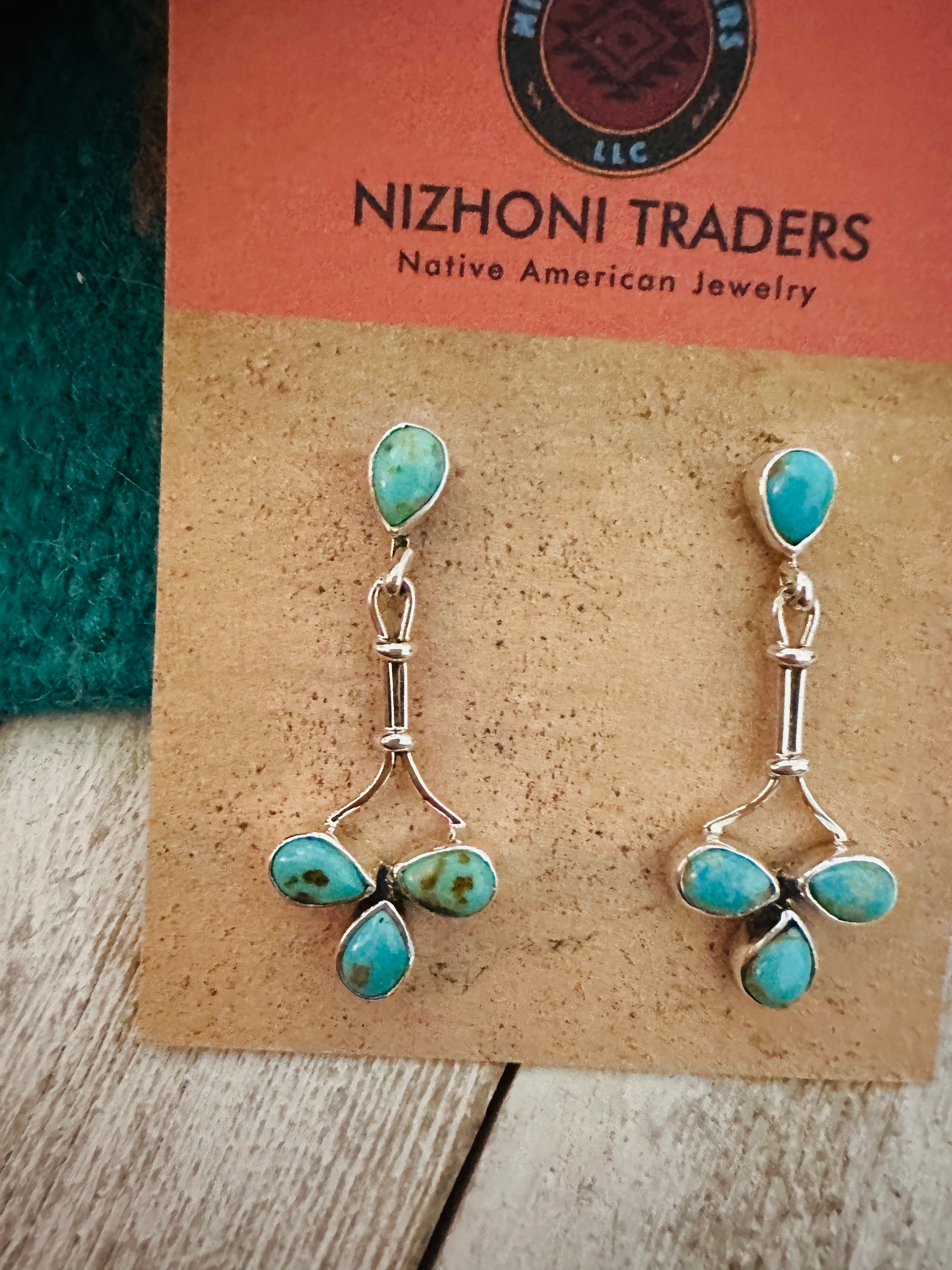 Navajo Sterling Silver & Turquoise Dangle Earrings