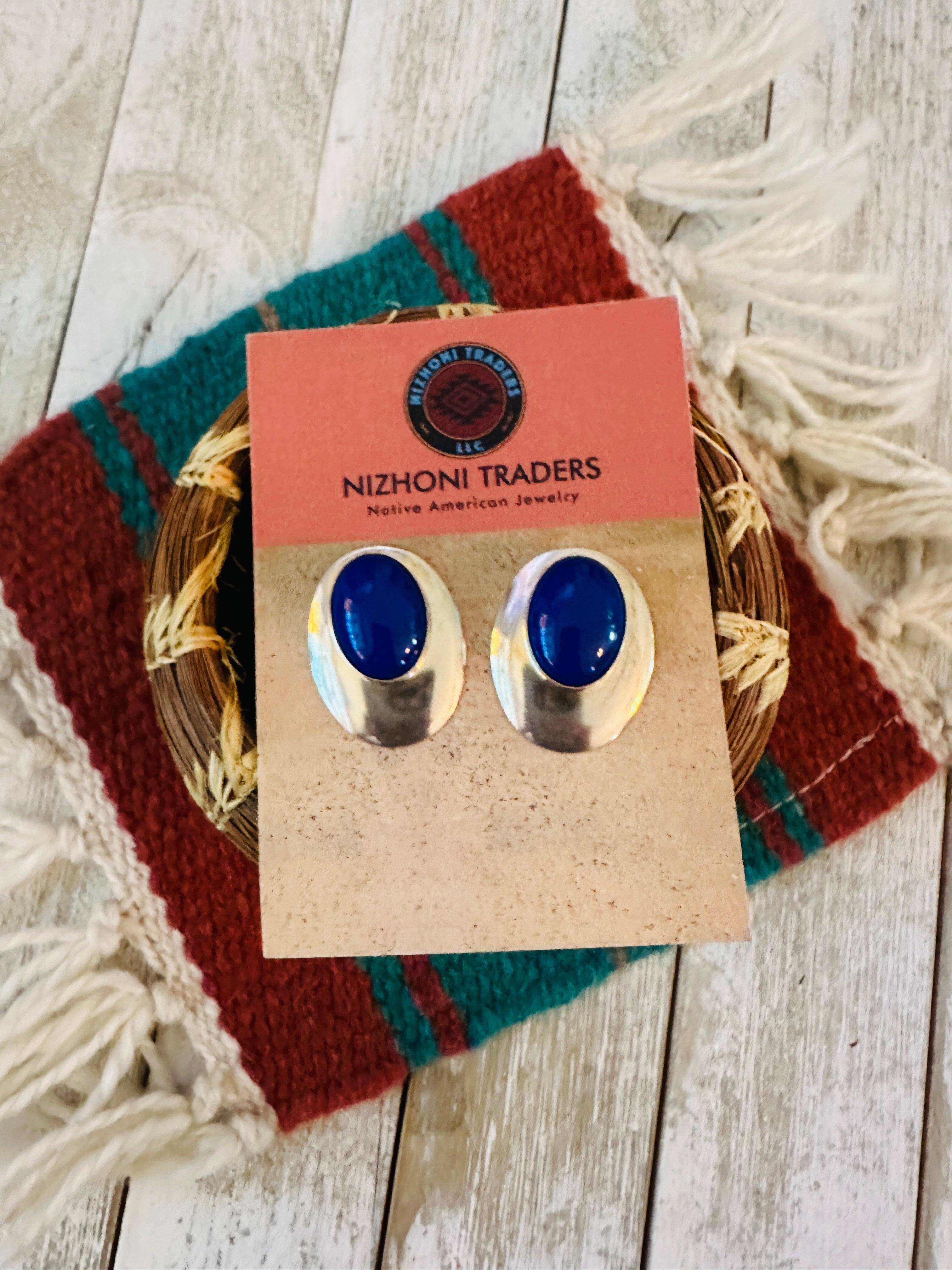 Handcrafted Lapis & Sterling Silver Post Earrings