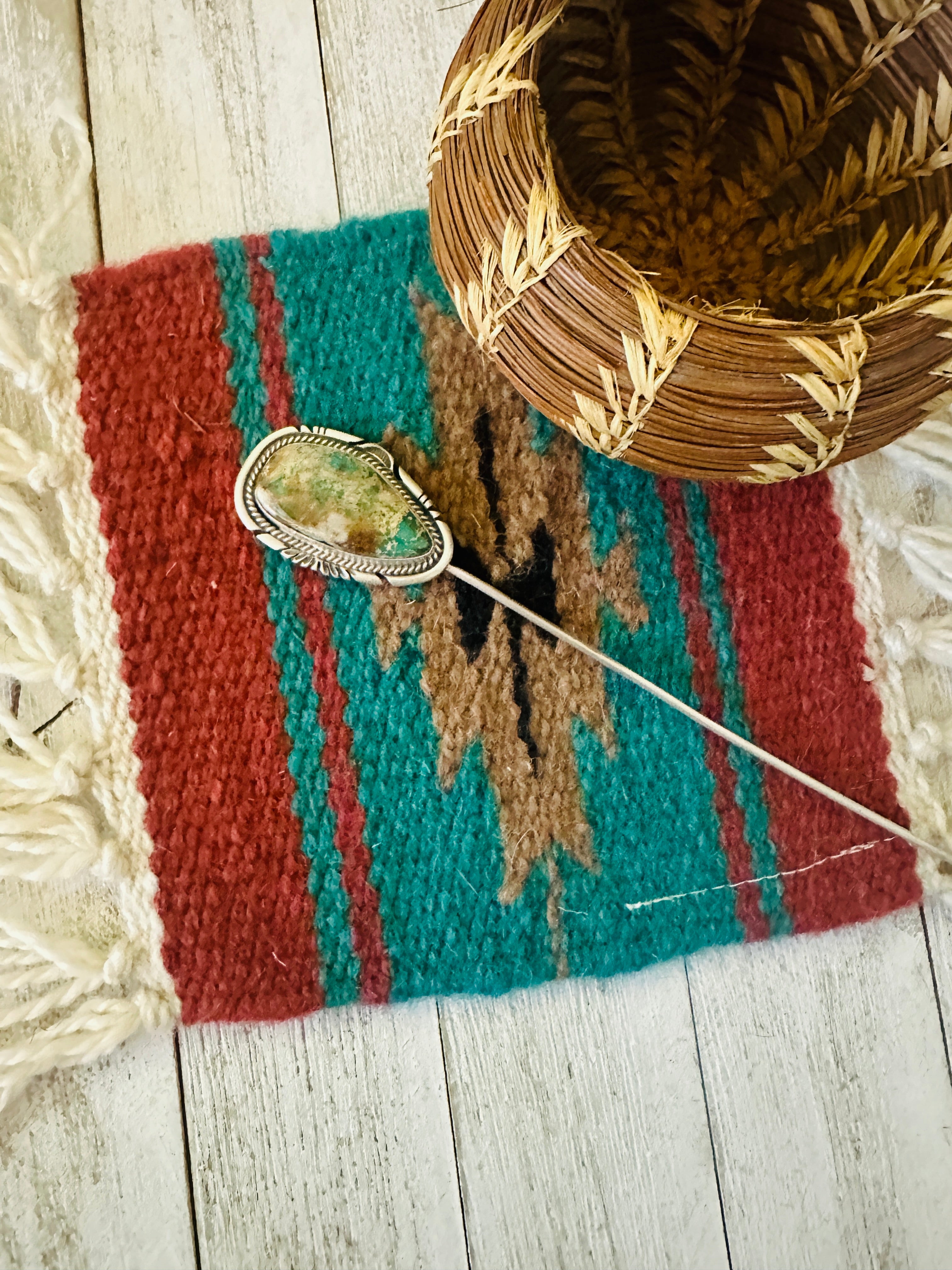 Navajo Turquoise & Sterling Silver Hair Pin