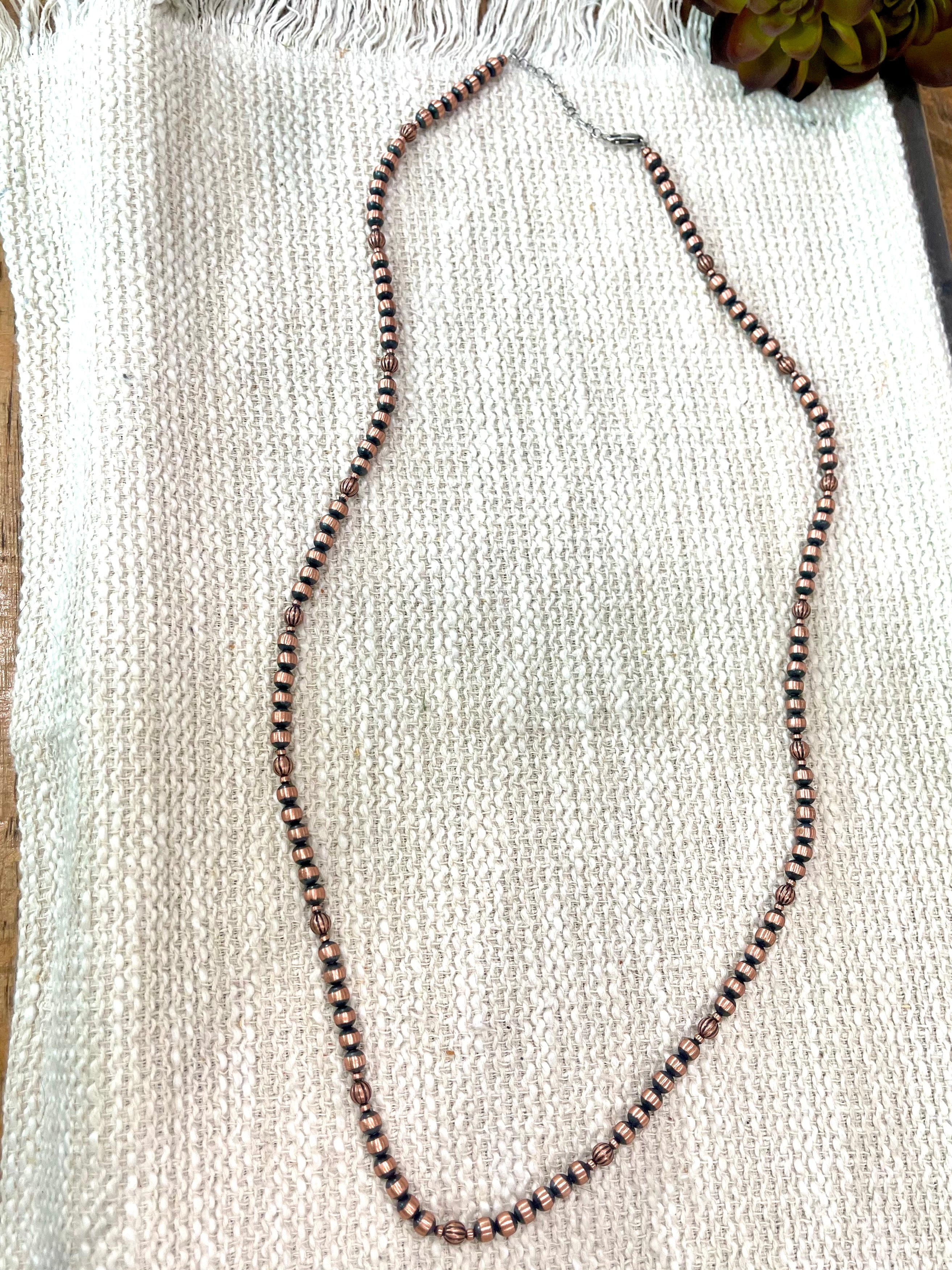 Handmade Copper 36” Beaded Necklace