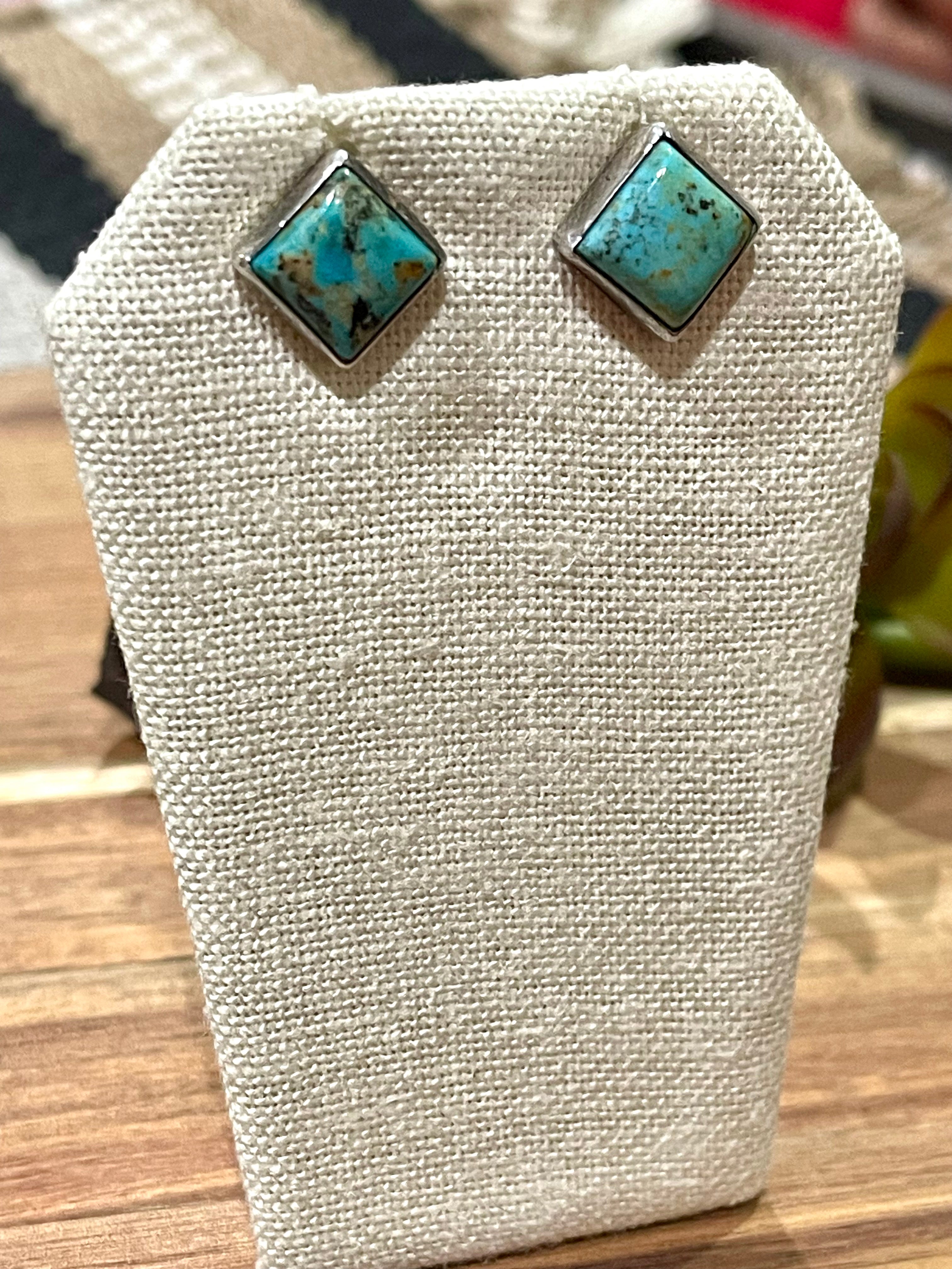 Navajo Sterling Silver & Turquoise Stud Earrings