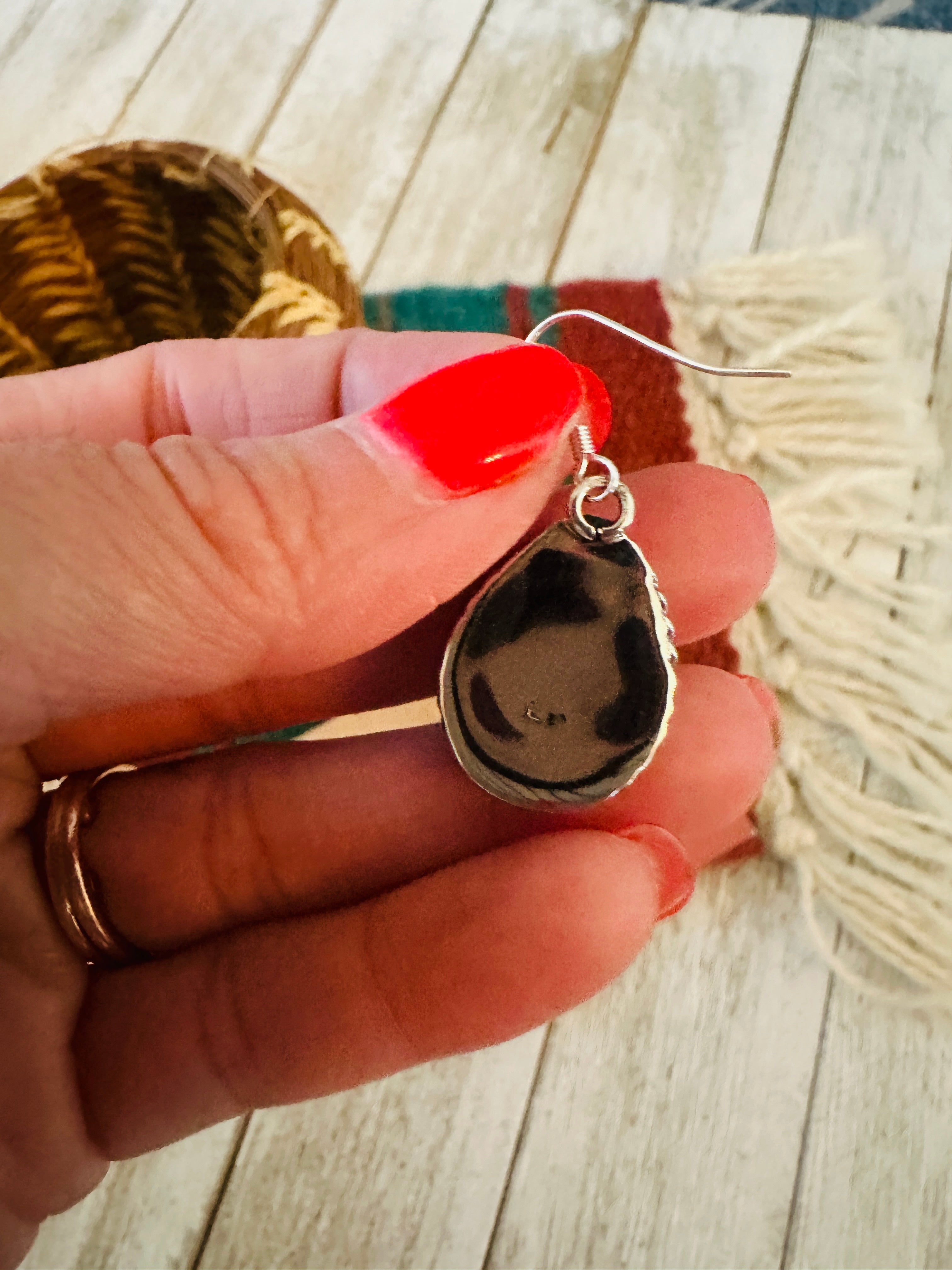 Handcrafted Sterling Silver & Spice Teardrop Dangle Earrings