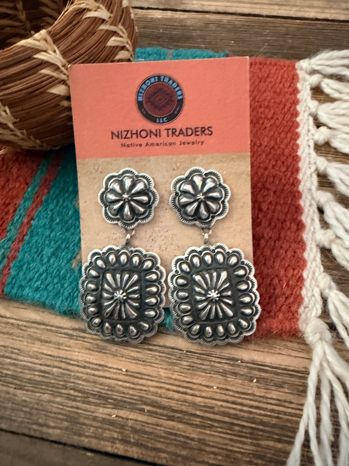 Handcrafted Sterling Silver Concho Dangle Earrings