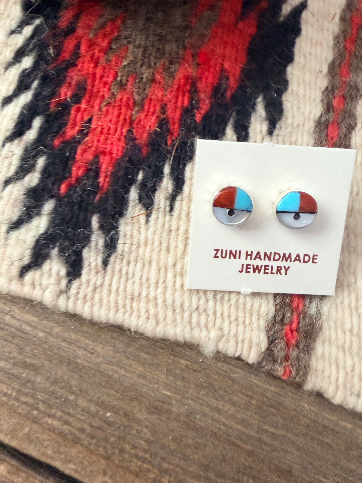 Handcrafted Multi Stone & Sterling Silver Inlay Sun Face Stud Earrings
