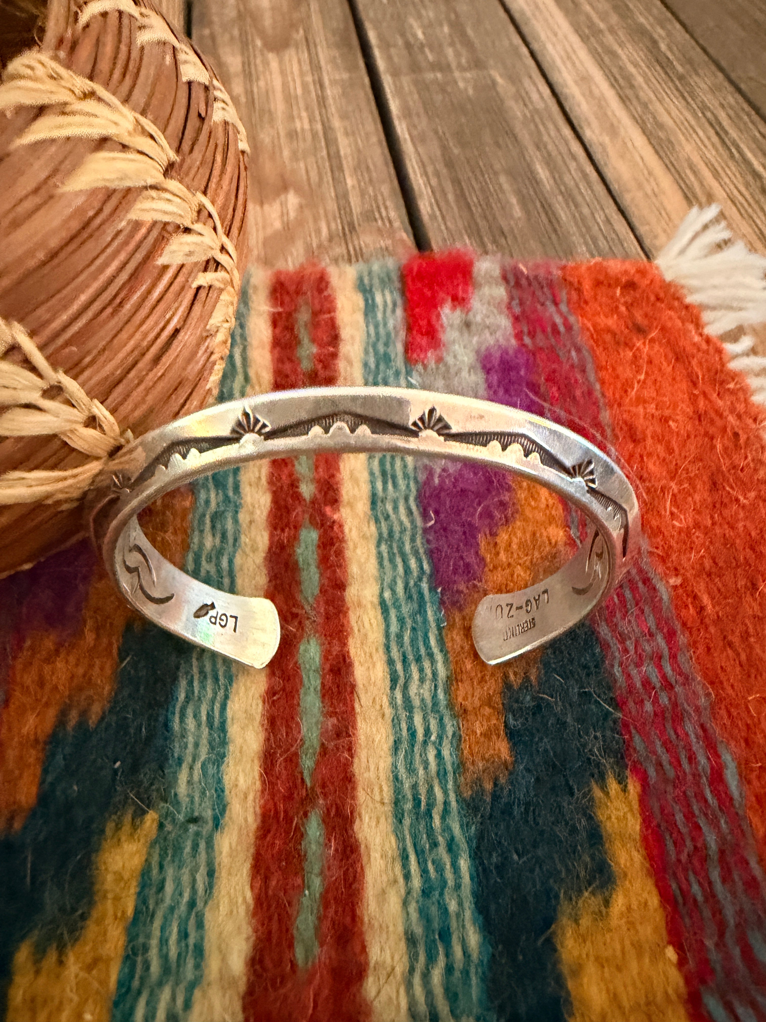 Hand Stamped Sterling Silver Cuff Bracelet by Leonard Paquin