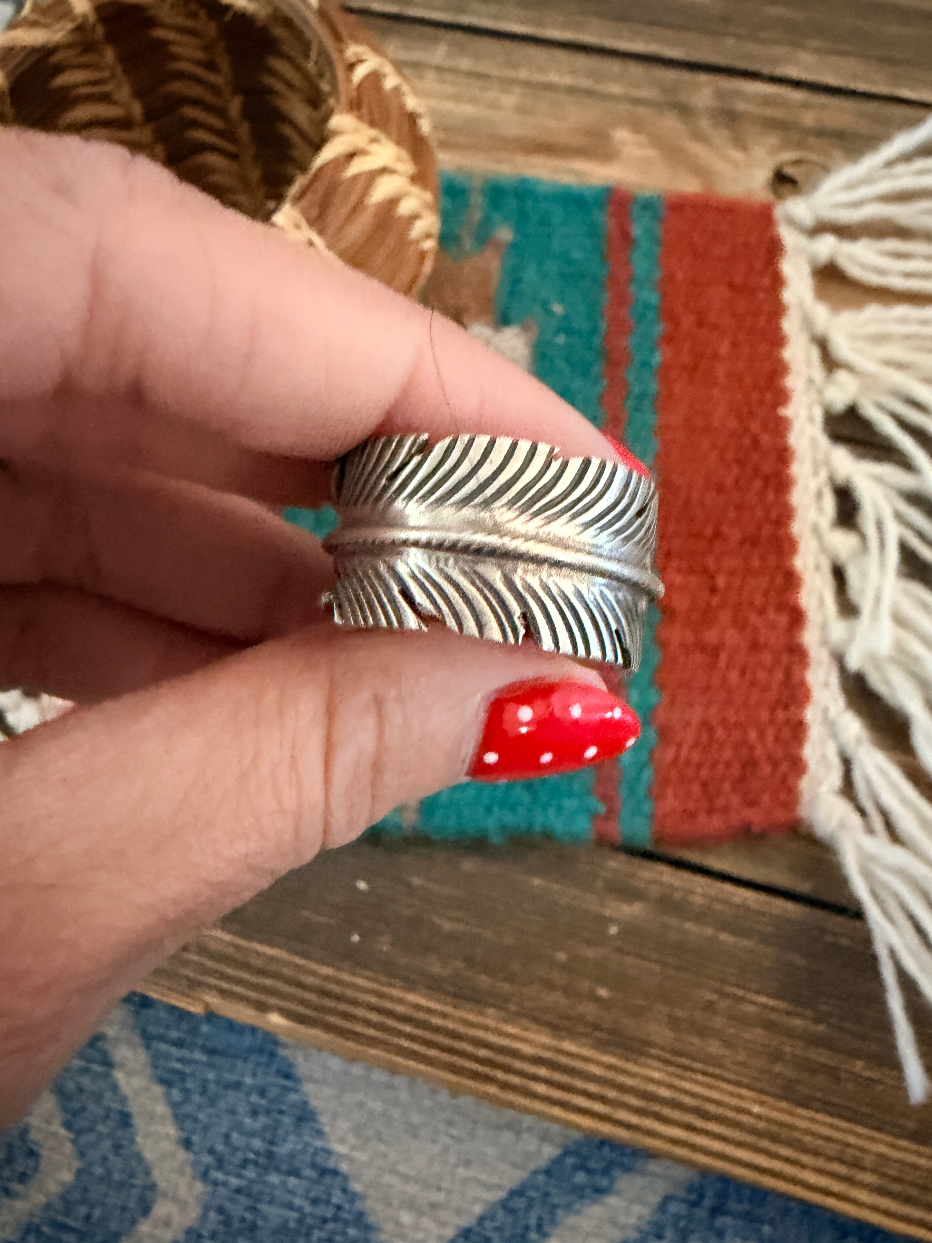 Handcrafted Sterling Silver Feather Band Ring