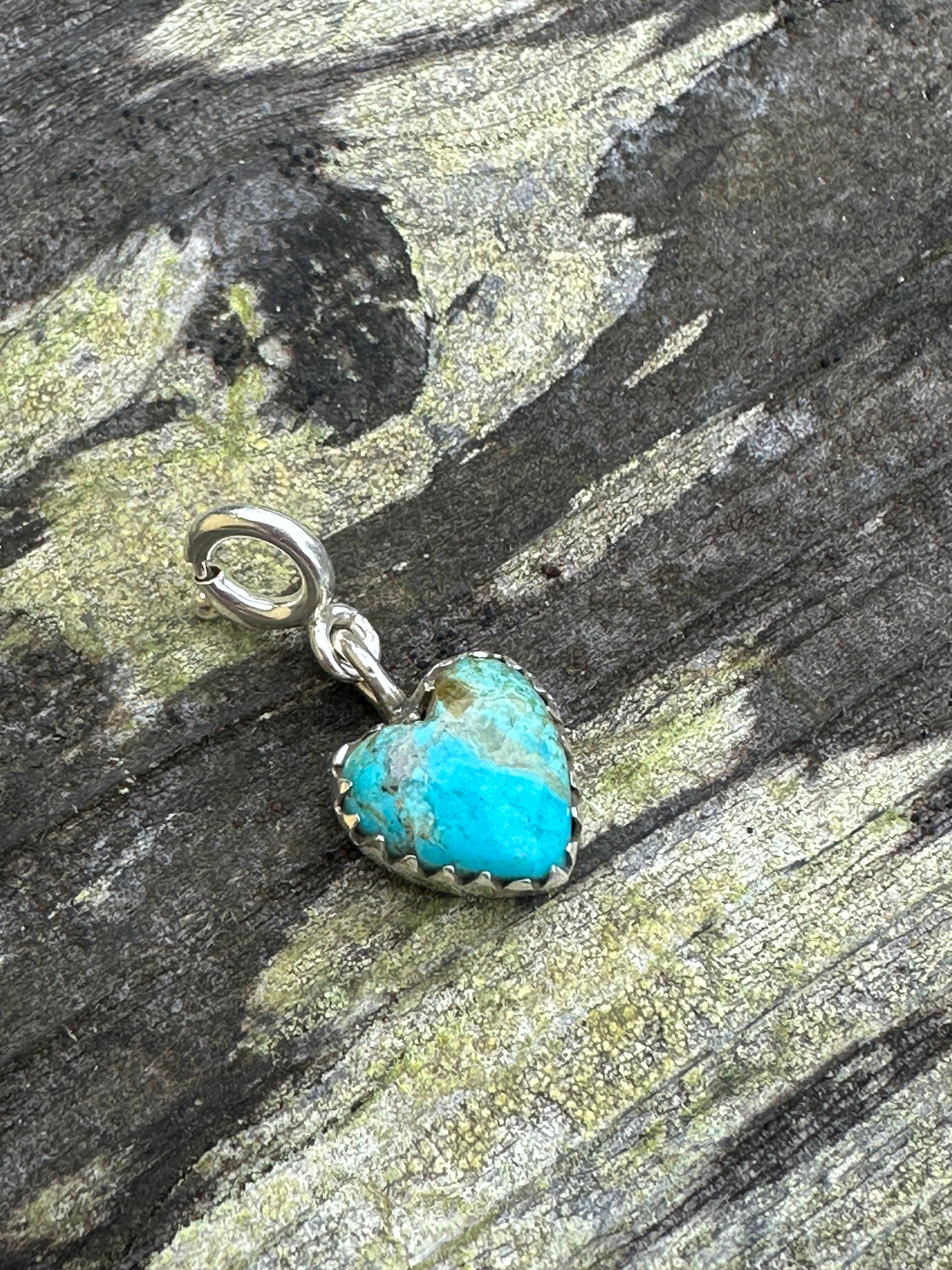 Sterling Silver and Royston Turquoise Heart Charm