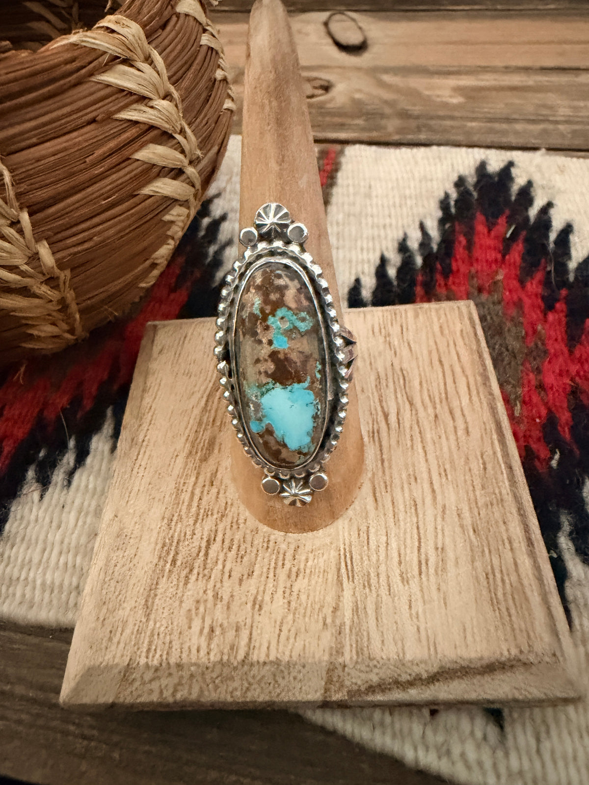Handcrafted Royston Turquoise & Sterling Silver Ring 7.75 by Rosella Paxson