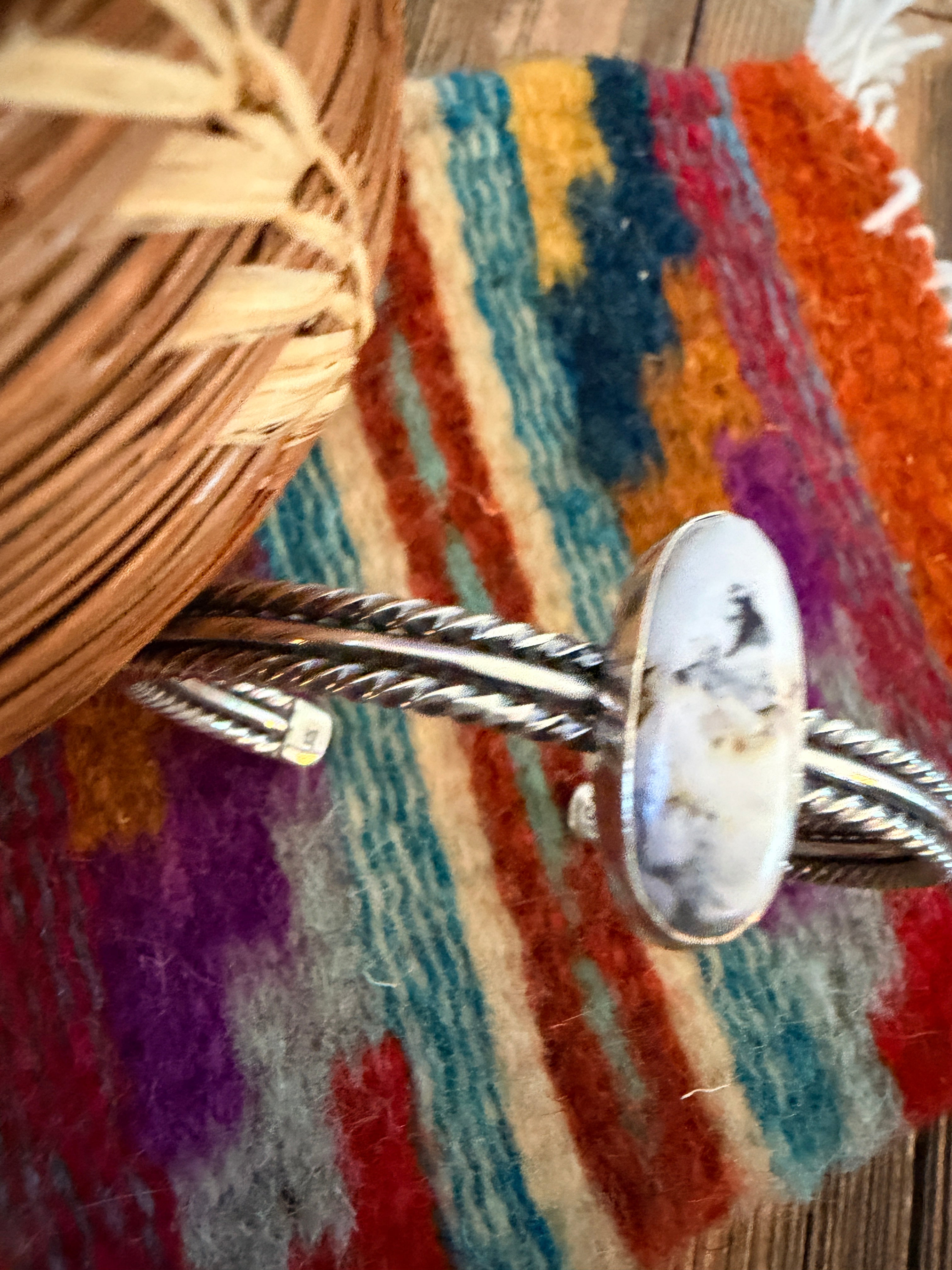 Handcrafted White Buffalo & Sterling Silver Cuff Bracelet