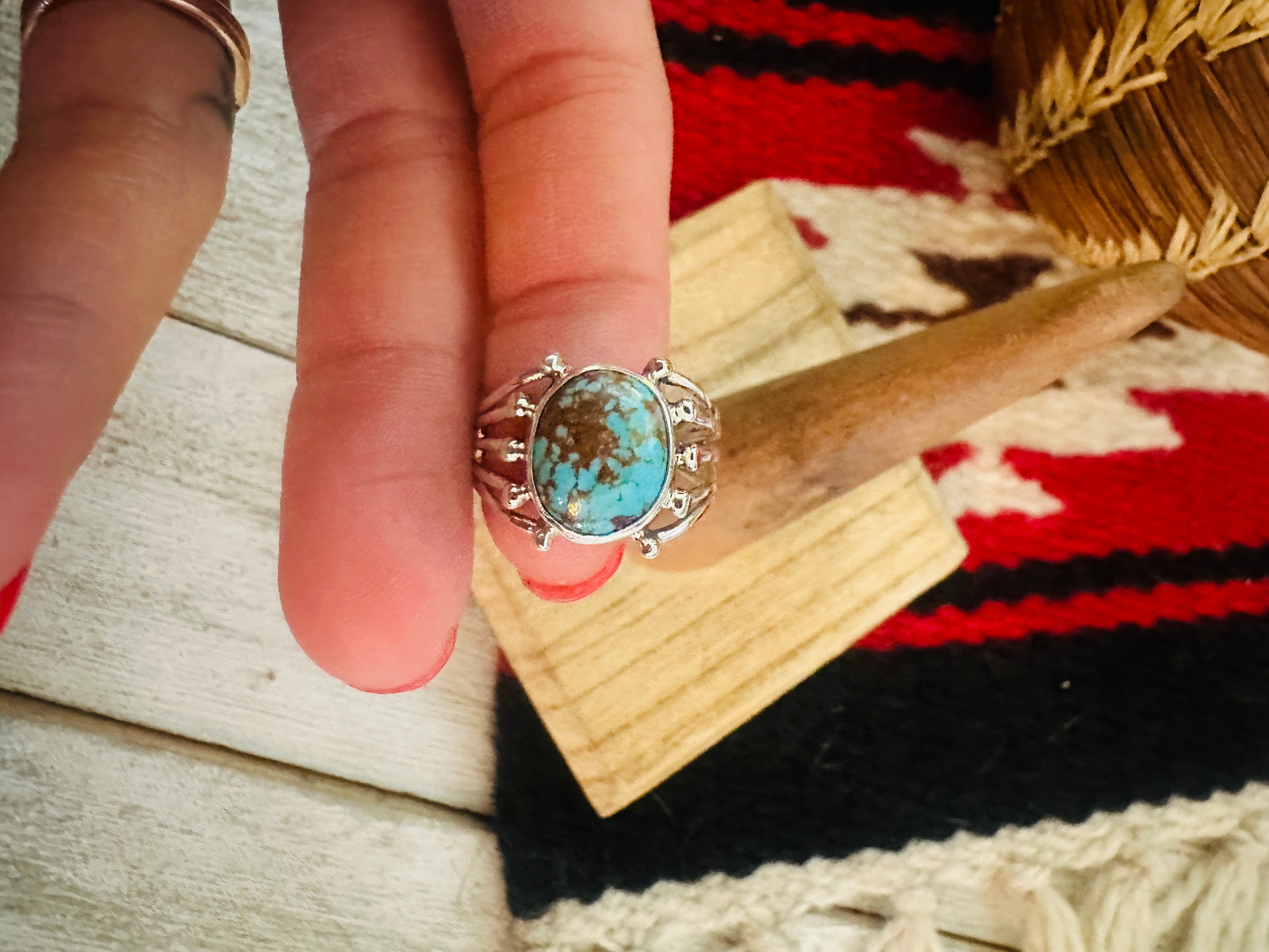 Navajo Sterling Silver & Turquoise Ring Size 7