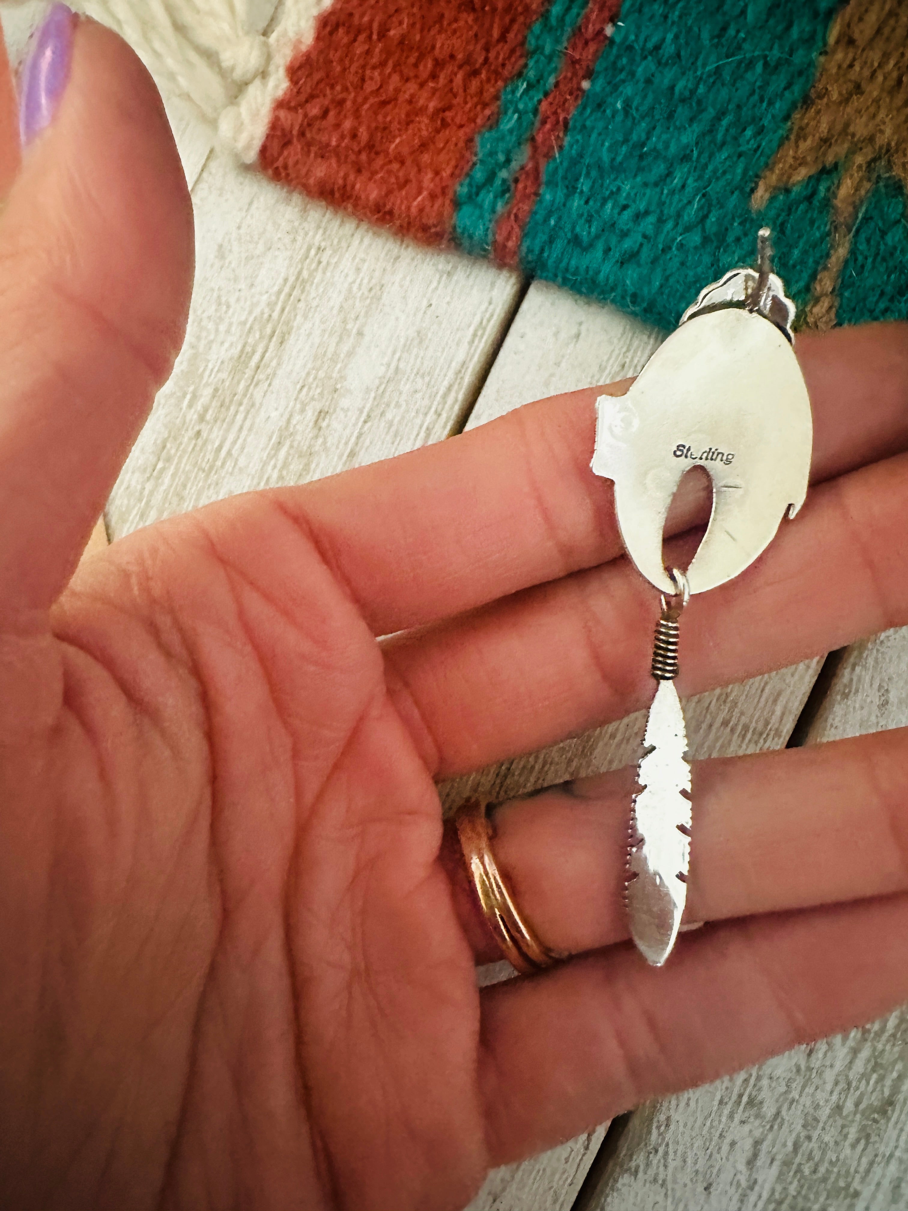 Navajo Concho Sterling Silver Feather Dangle Earrings