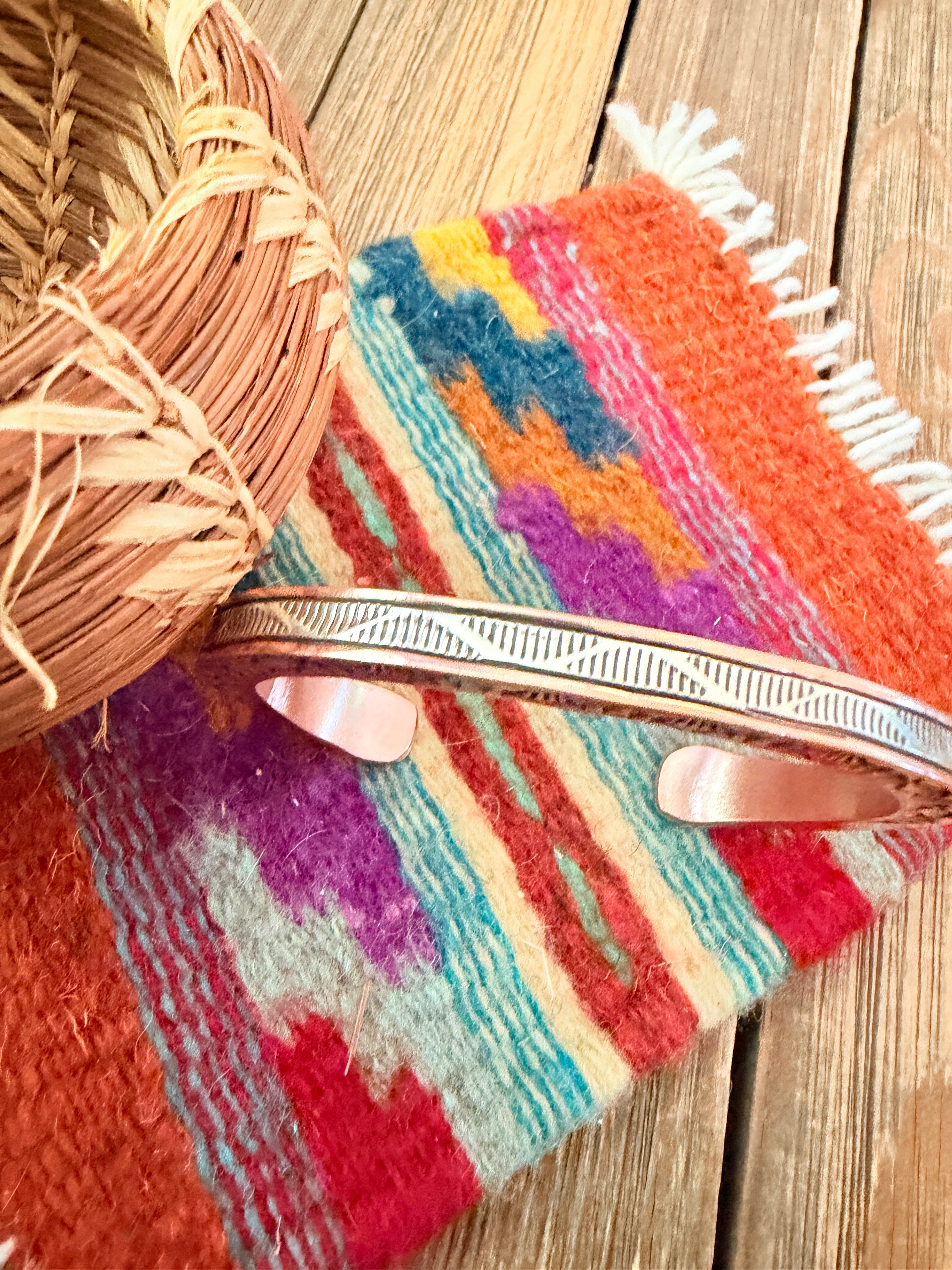 Handcrafted Copper & Sterling Silver Cuff Bracelet by Wylie Secatero
