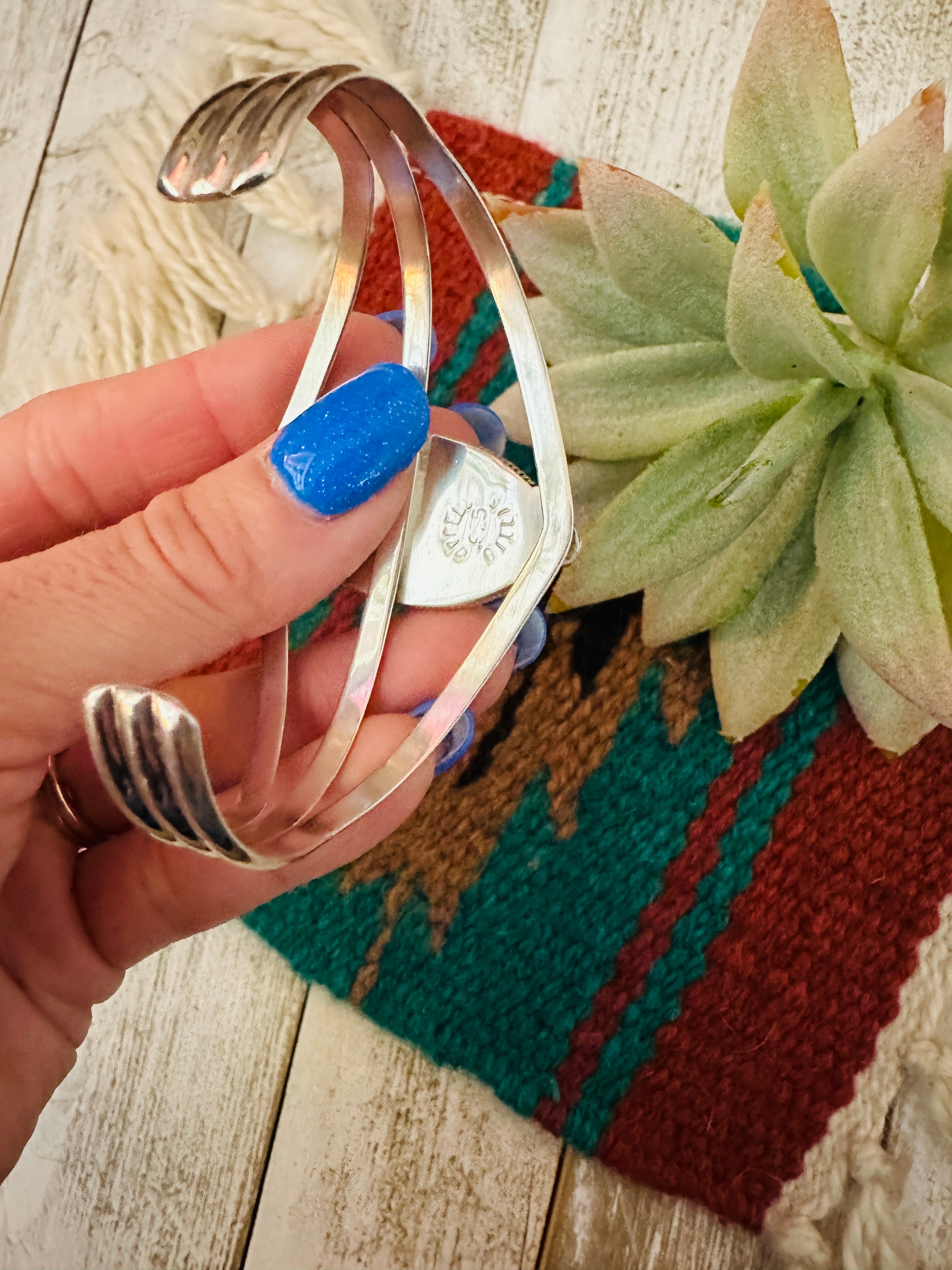 Navajo Sterling Silver & Kingman Turquoise Cuff Bracelet