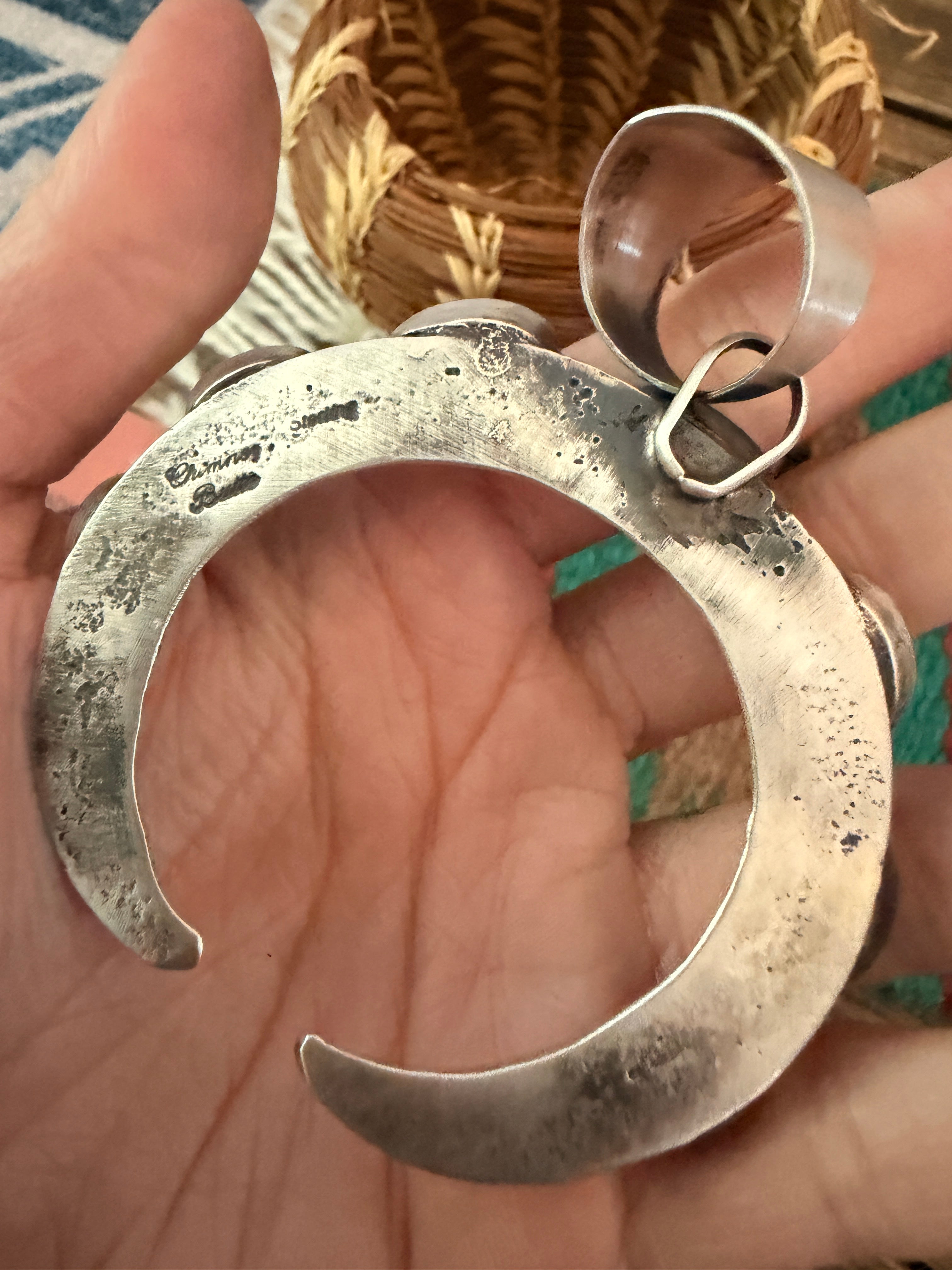 Handcrafted Sterling Silver & Sonoran Mountain Turquoise Naja Pendant by Chimney Butte