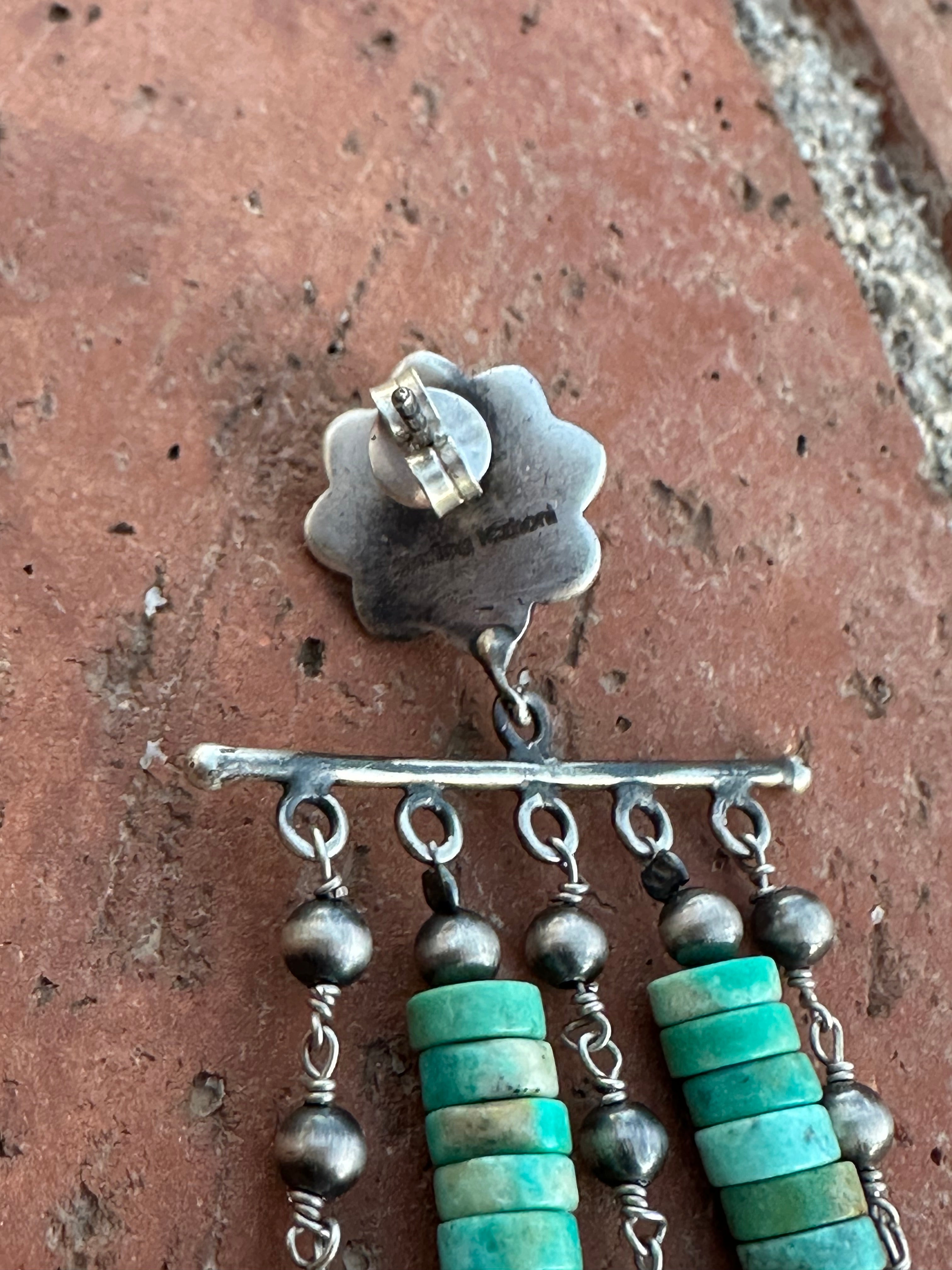 The Coachella Handmade Royston Turquoise and Sterling Silver Post Dangle Earrings