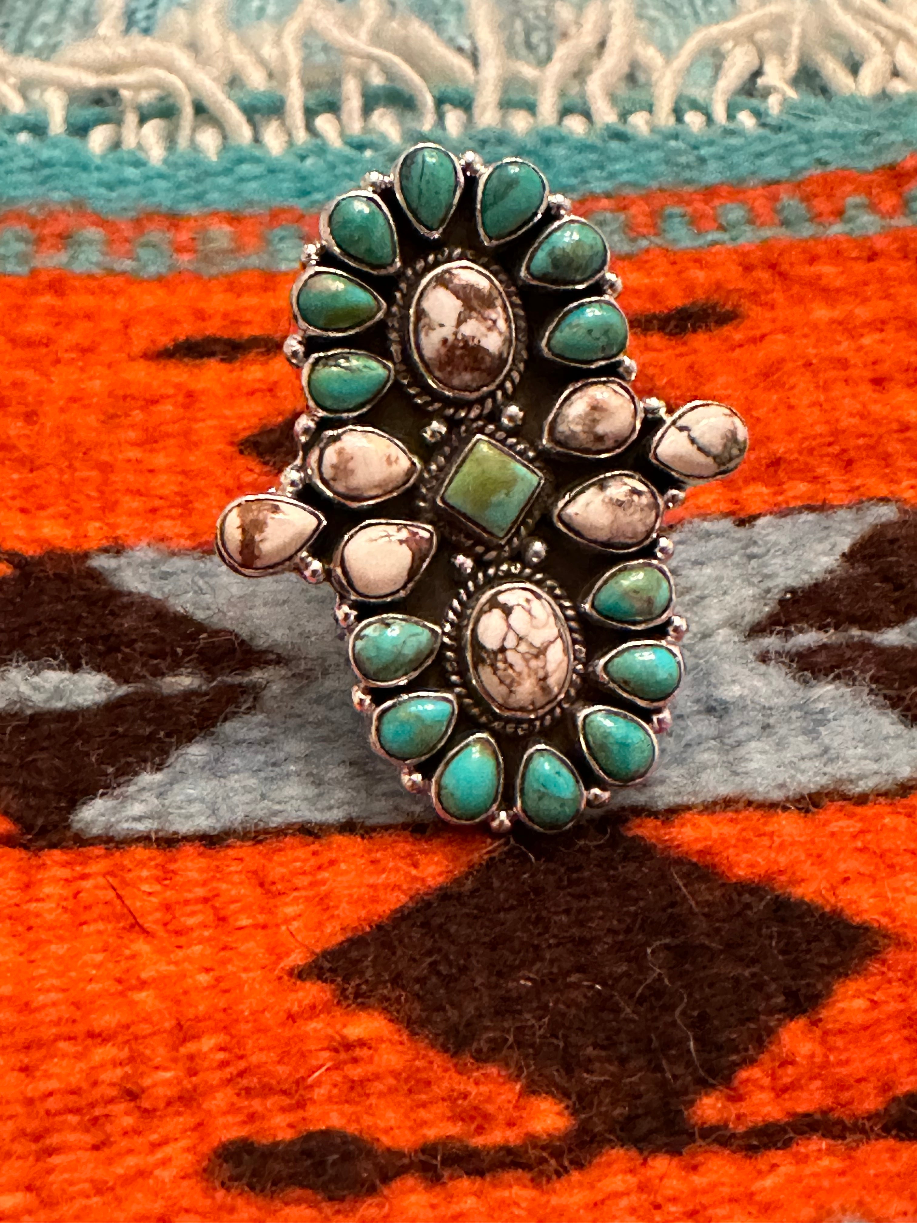 Terra Fusion Wild Horse & Turquoise Sterling Silver Adjustable Ring